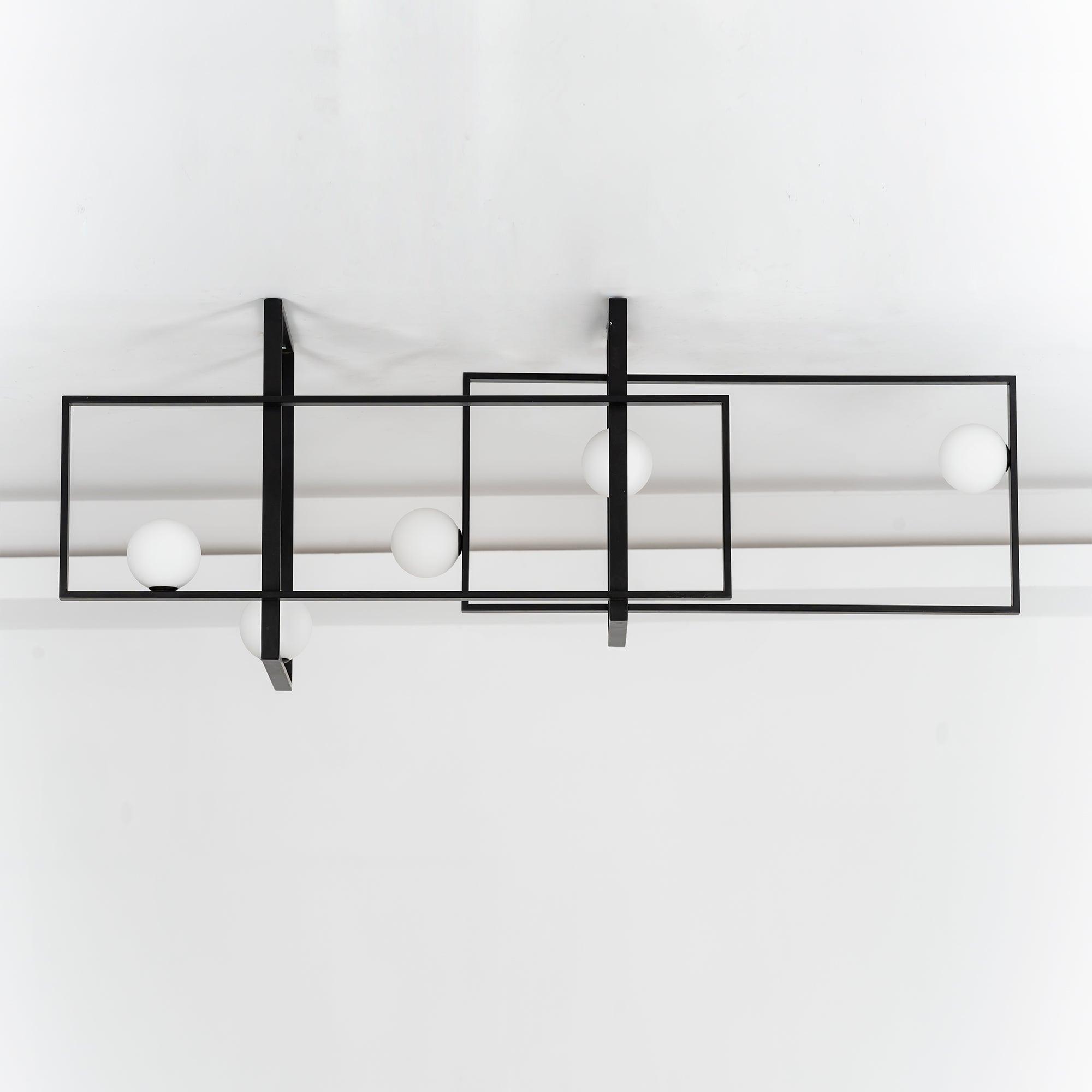 Lustra Chandelier Mondrian Glass Brass Geometric Modern - Blowlighting