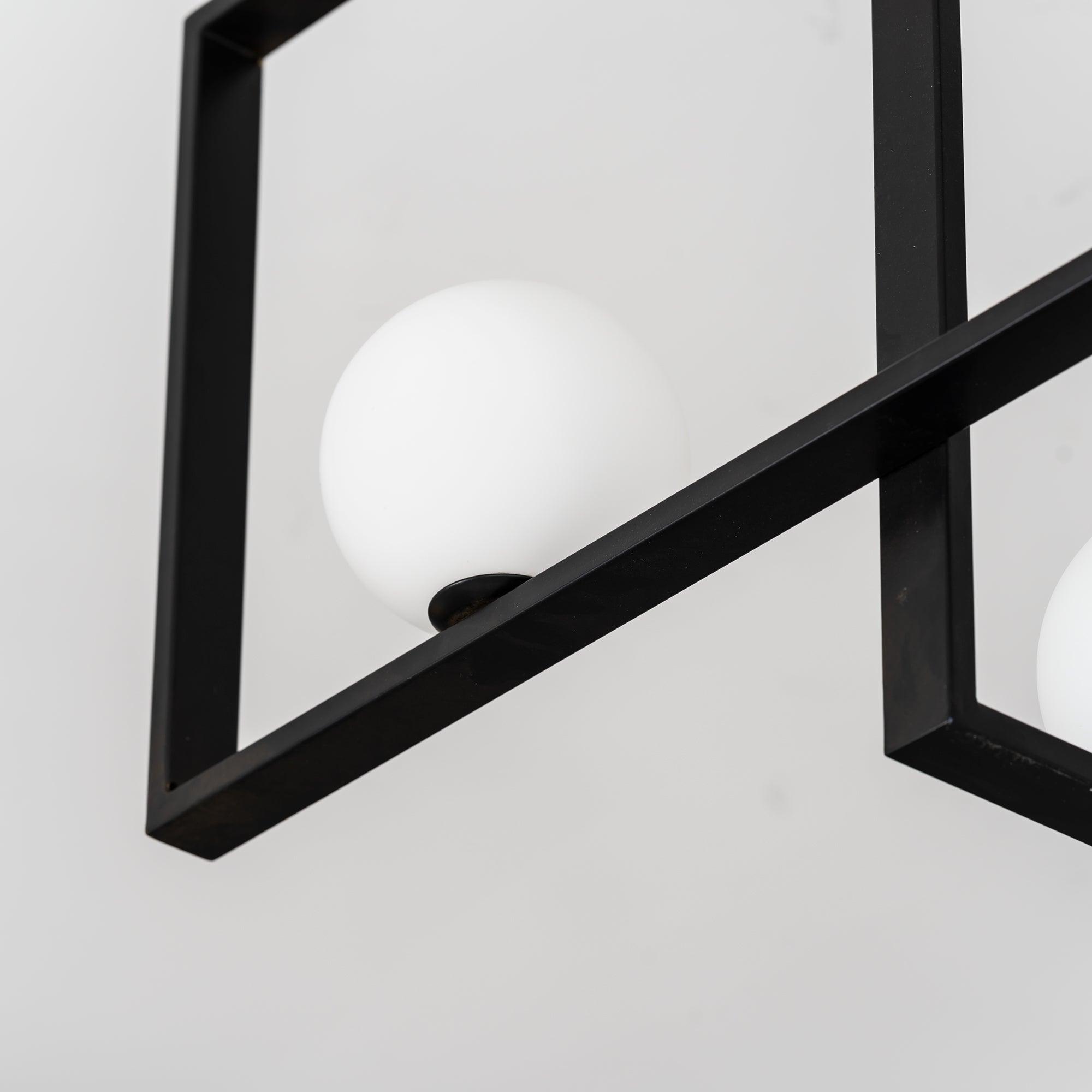 Lustra Chandelier Mondrian Glass Brass Geometric Modern - Blowlighting