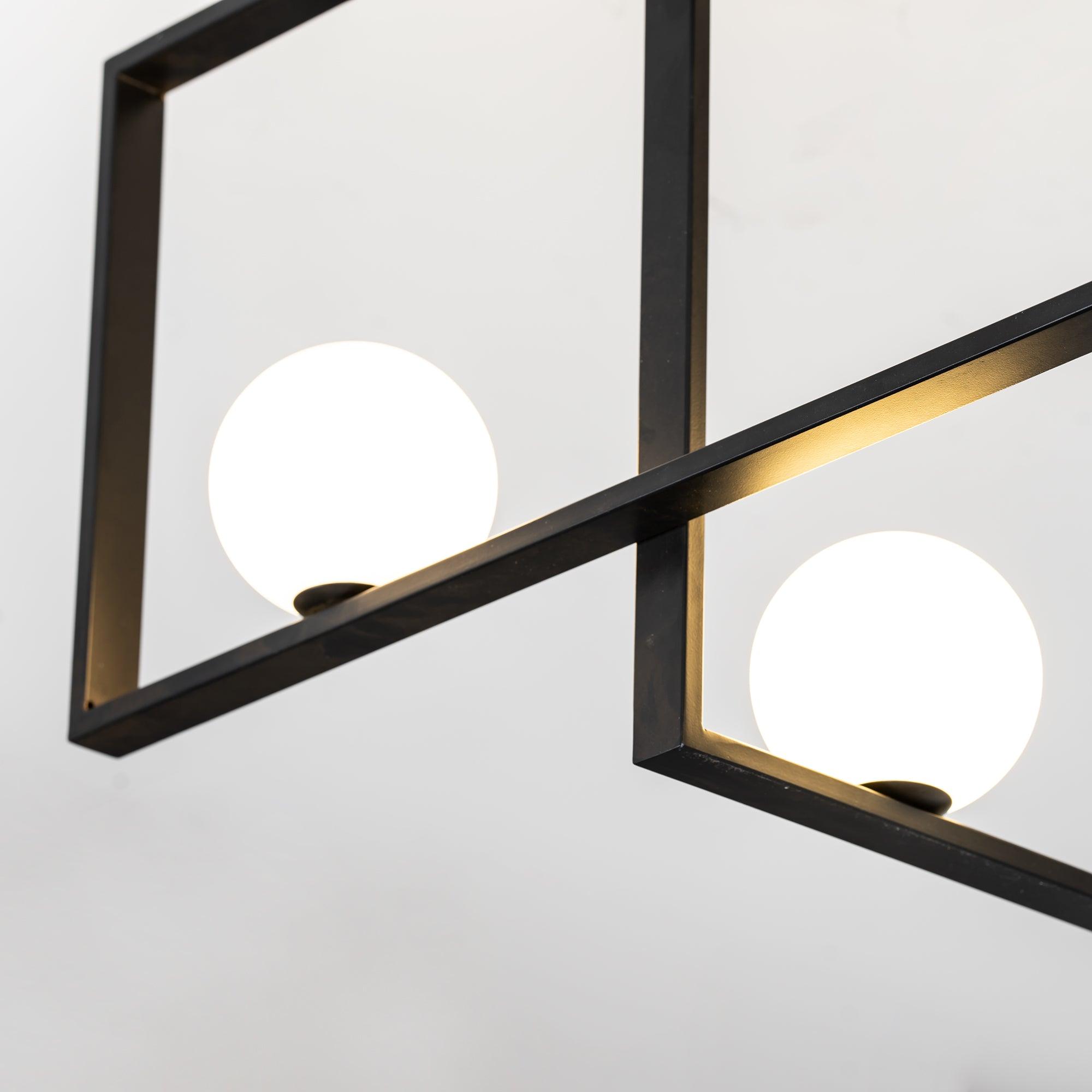 Lustra Chandelier Mondrian Glass Brass Geometric Modern - Blowlighting