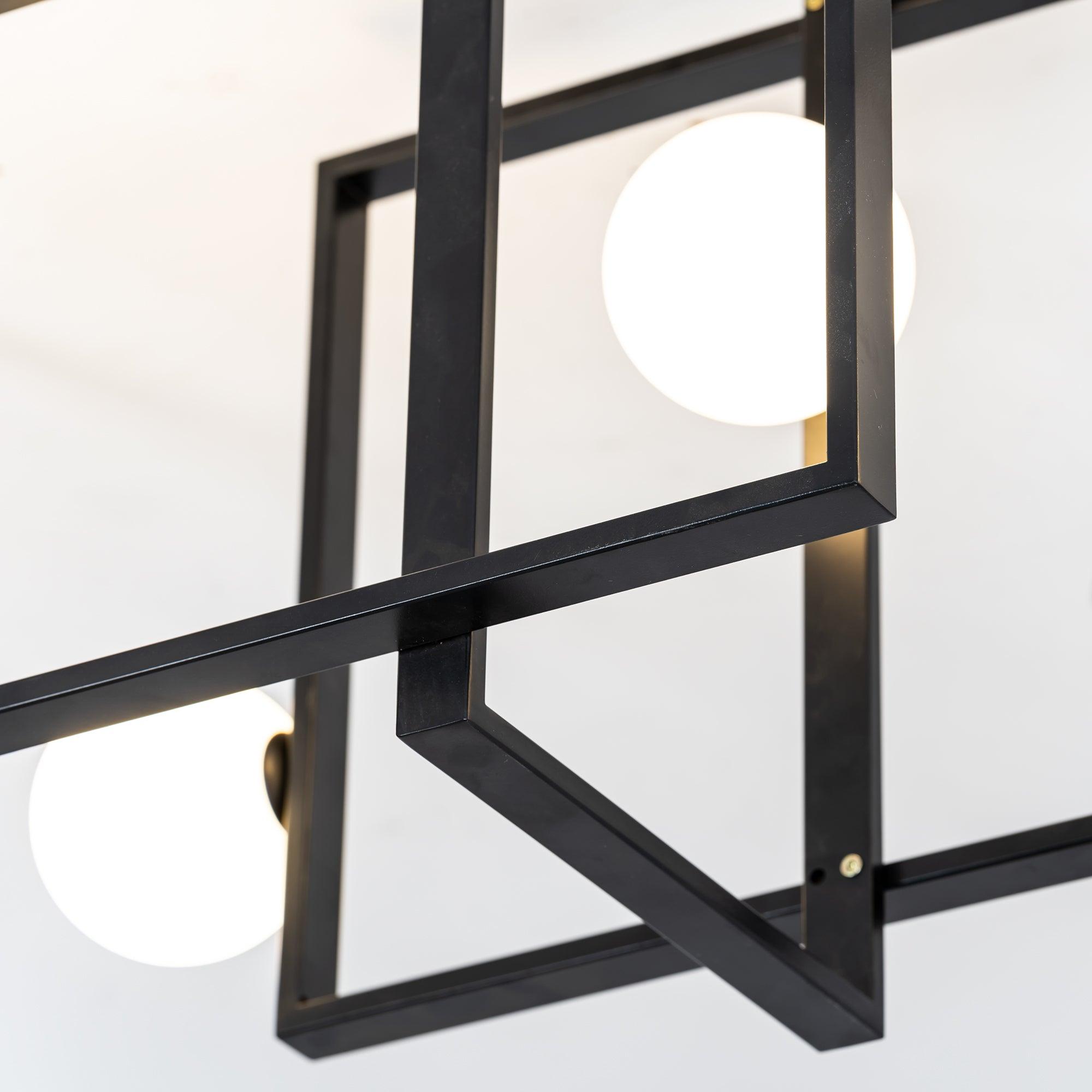 Lustra Chandelier Mondrian Glass Brass Geometric Modern - Blowlighting