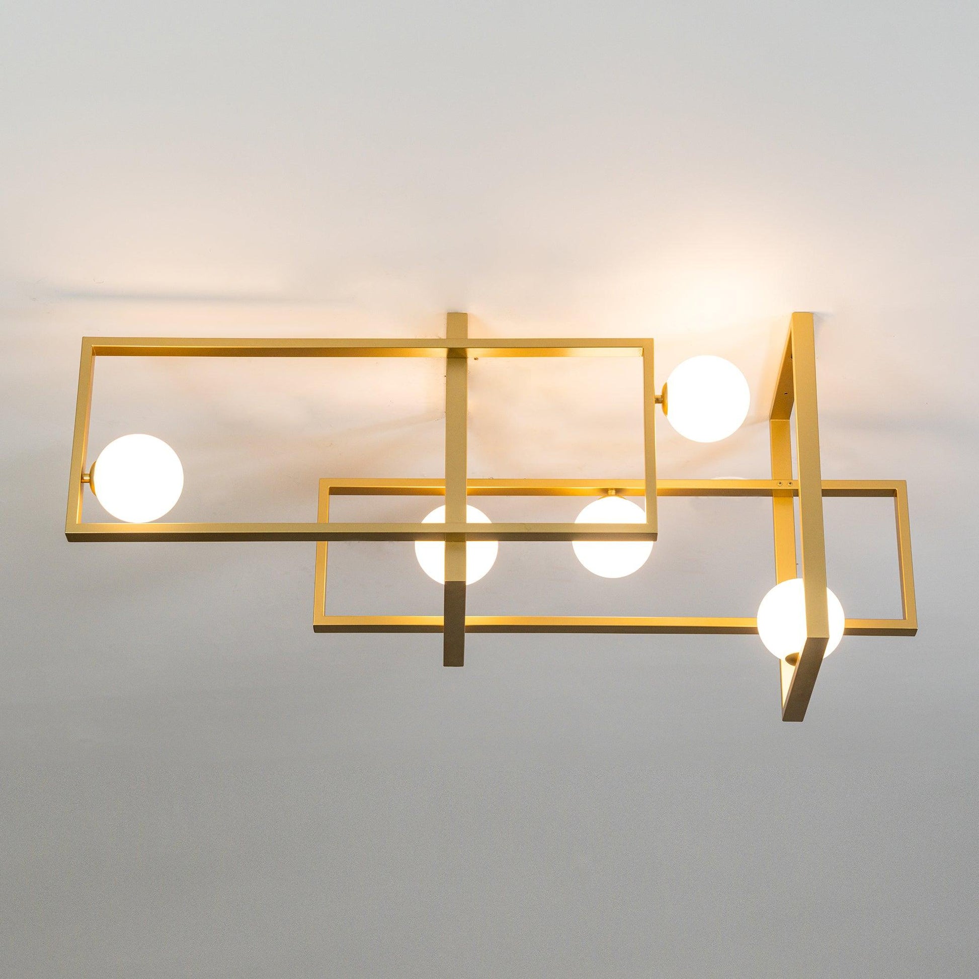 Lustra Chandelier Mondrian Glass Brass Geometric Modern - Blowlighting