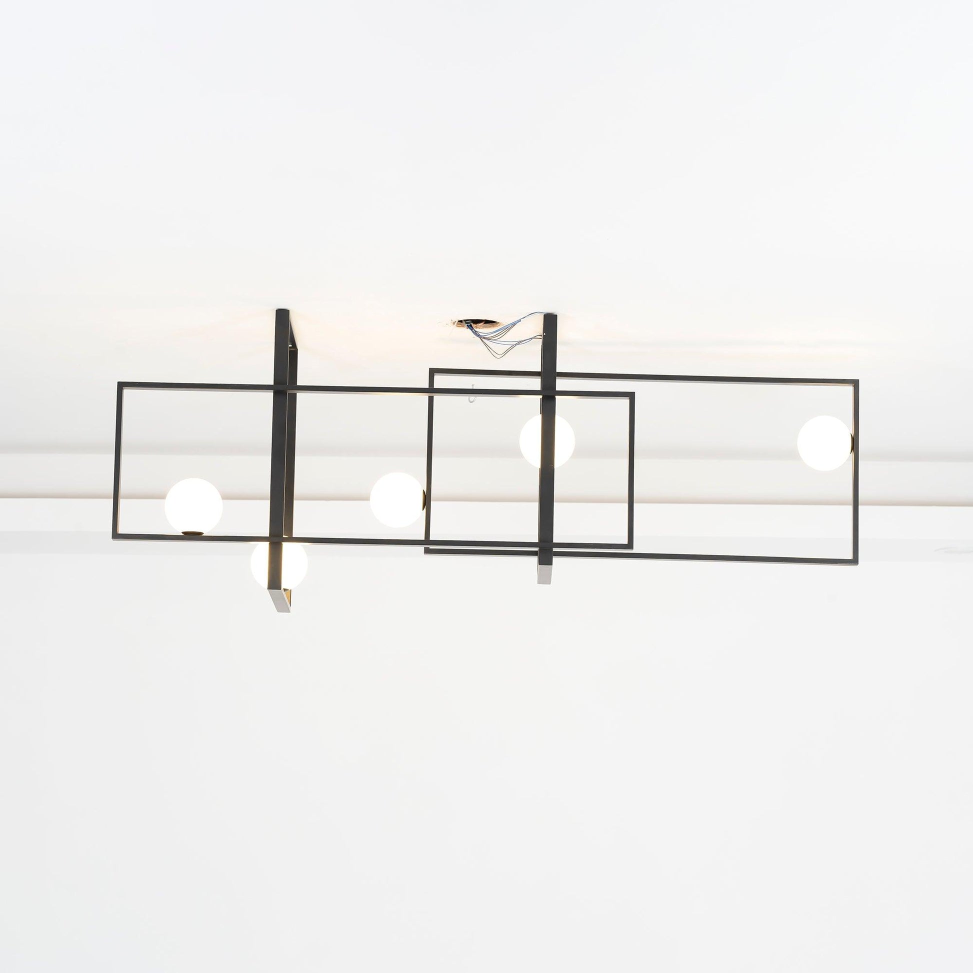 Lustra Chandelier Mondrian Glass Brass Geometric Modern - Blowlighting