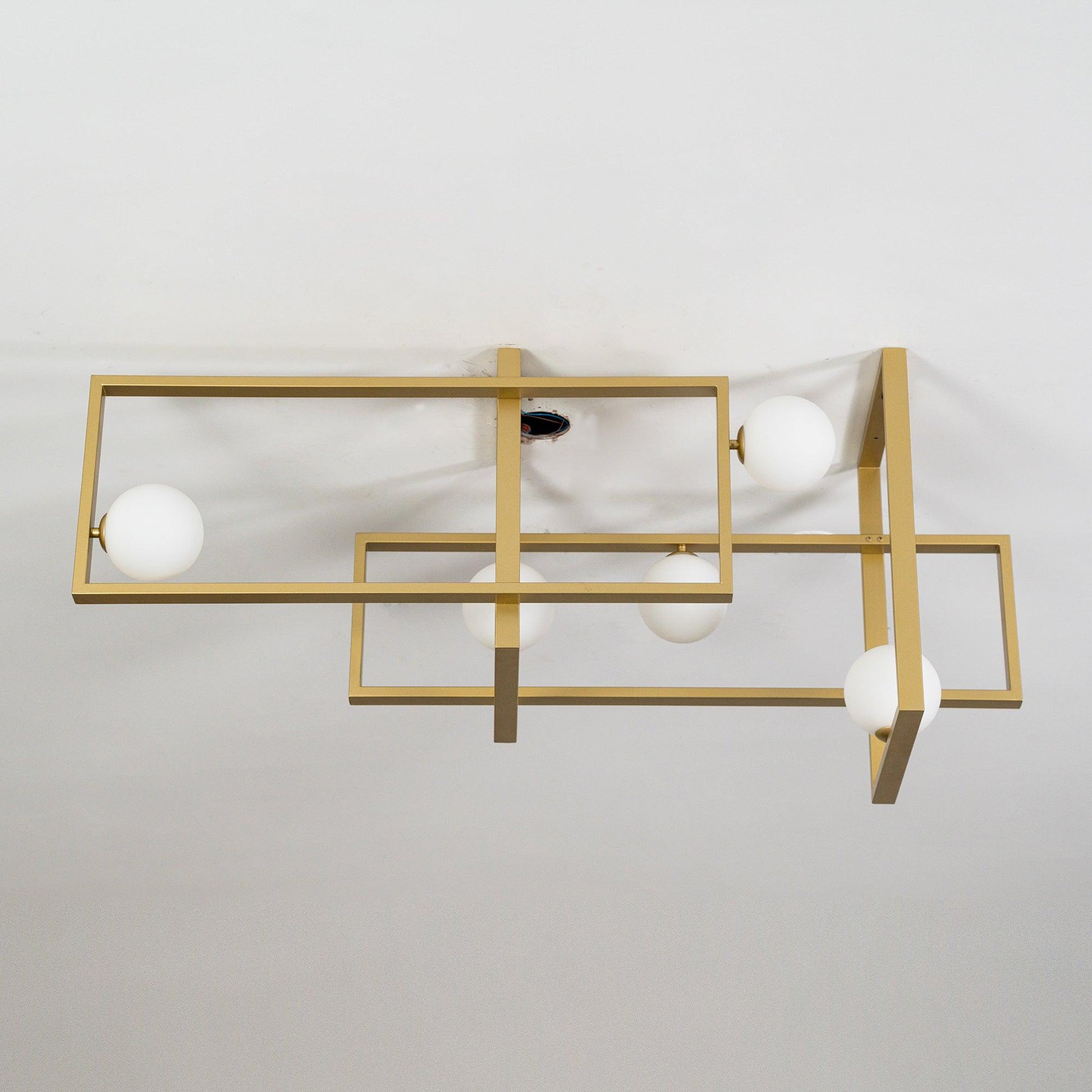 Lustra Chandelier Mondrian Glass Brass Geometric Modern - Blowlighting