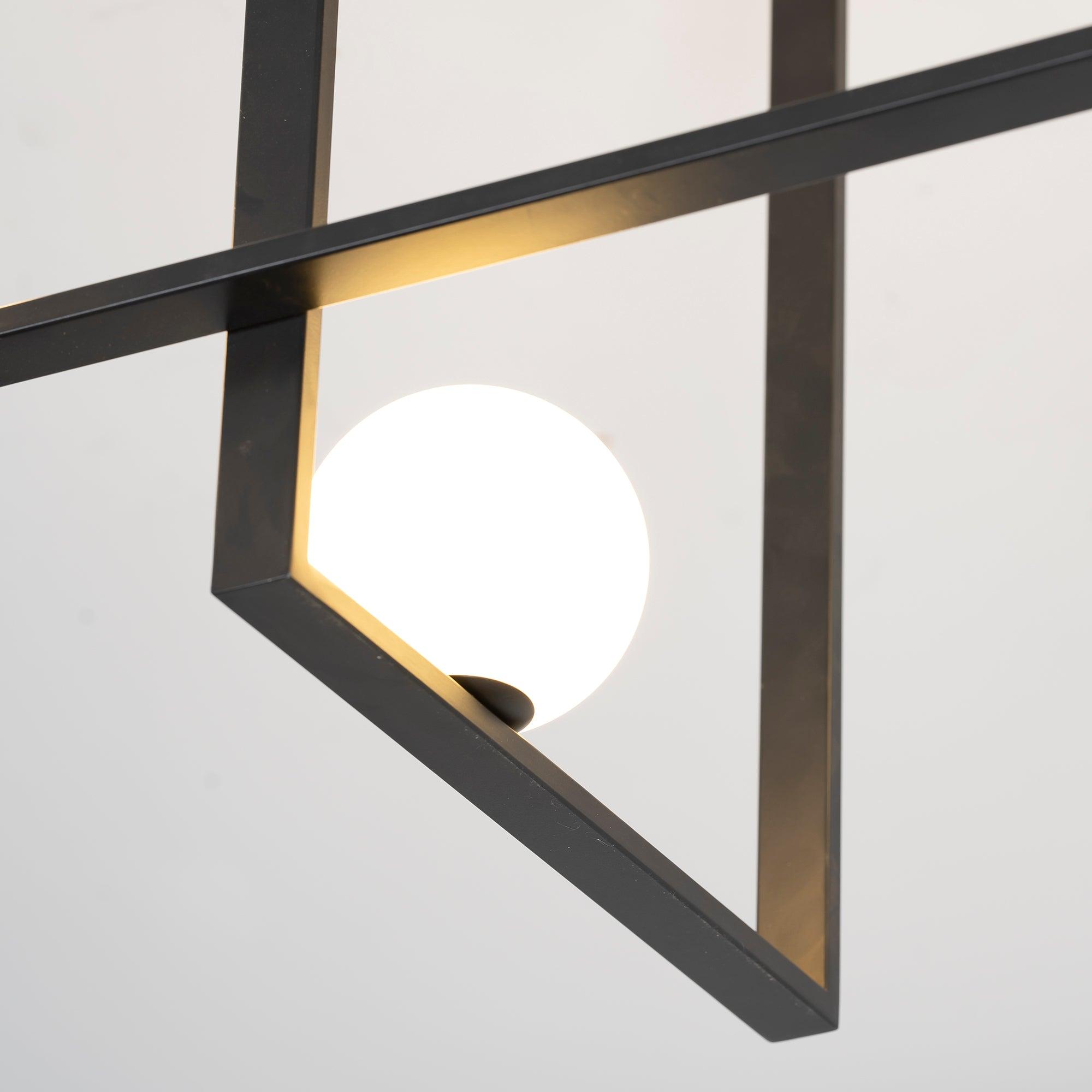 Lustra Chandelier Mondrian Glass Brass Geometric Modern - Blowlighting