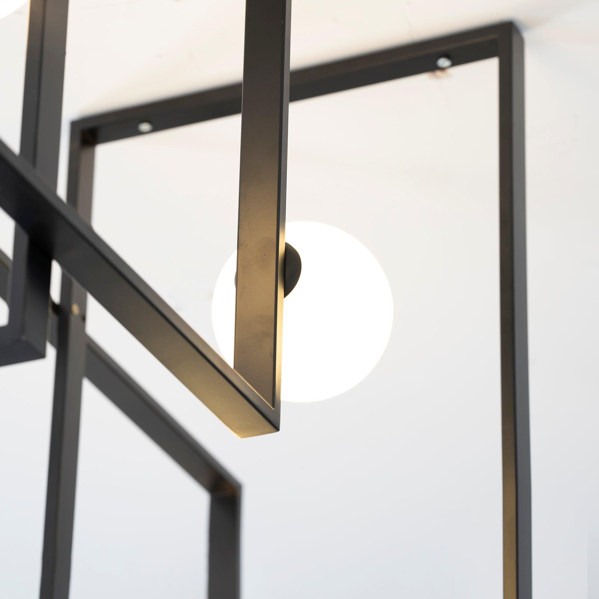 Lustra Chandelier Mondrian Glass Brass Geometric Modern - Blowlighting