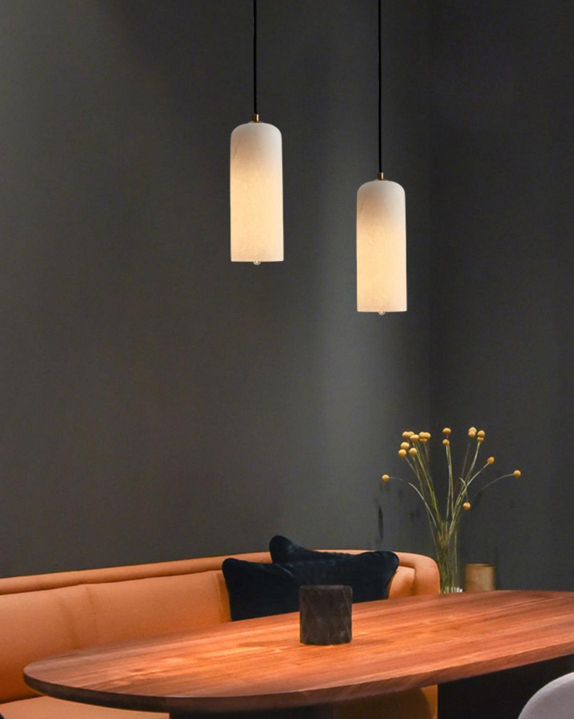 Zashayra Cylindrical Alabaster Pendant Light - Blowlighting