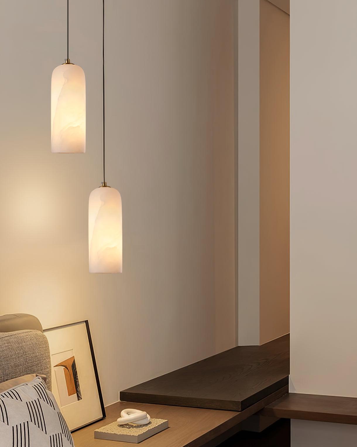 Zashayra Cylindrical Alabaster Pendant Light - Blowlighting