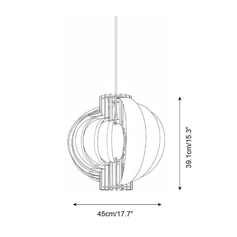 Moon Oriental Wood Pendant Light