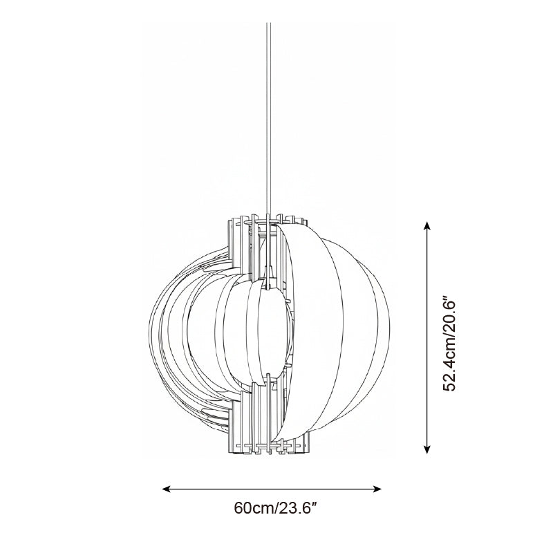 Moon Oriental Wood Pendant Light