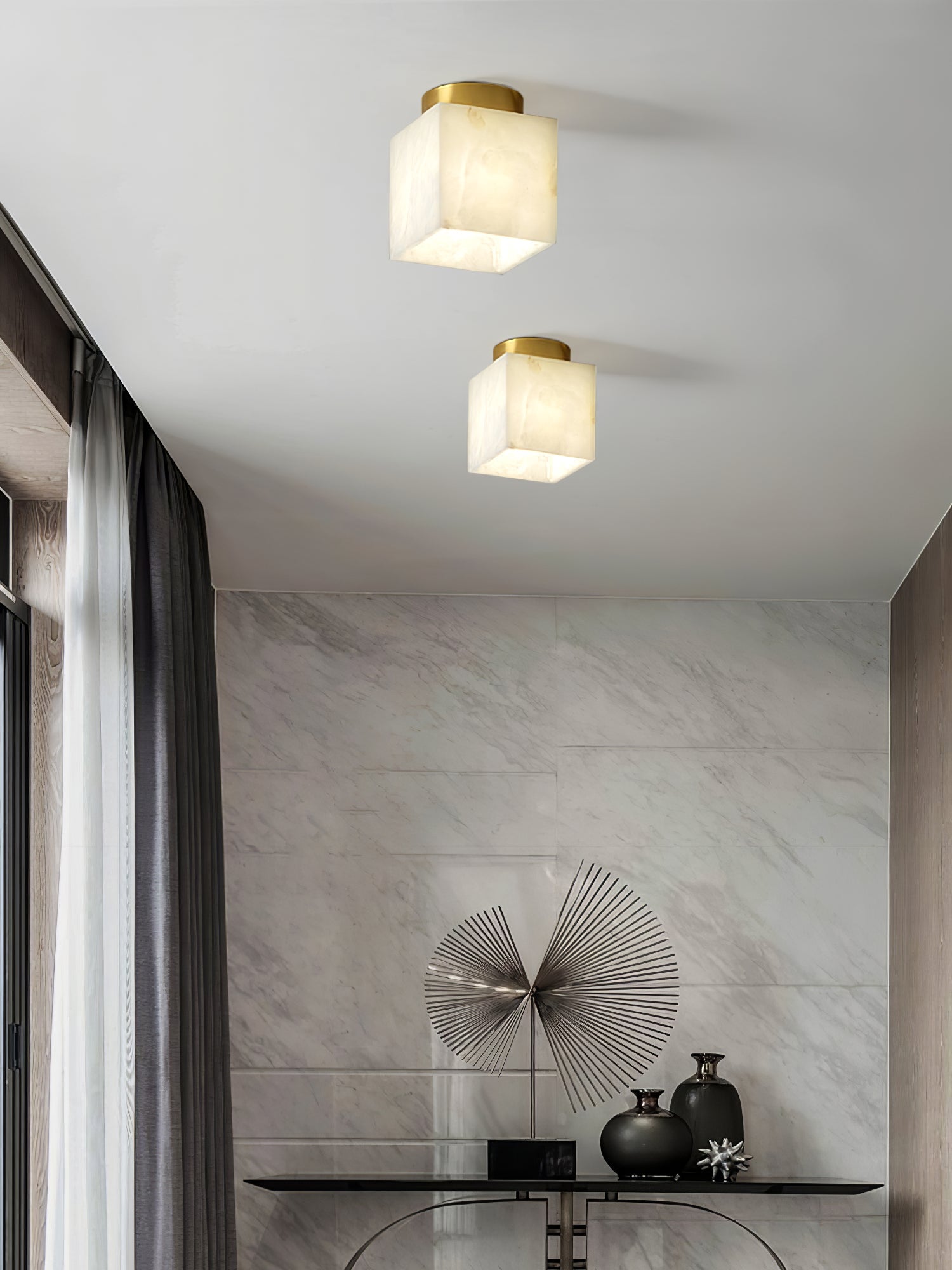 Otheyra Minimalist Alabaster Flush Mount Light - Blowlighting