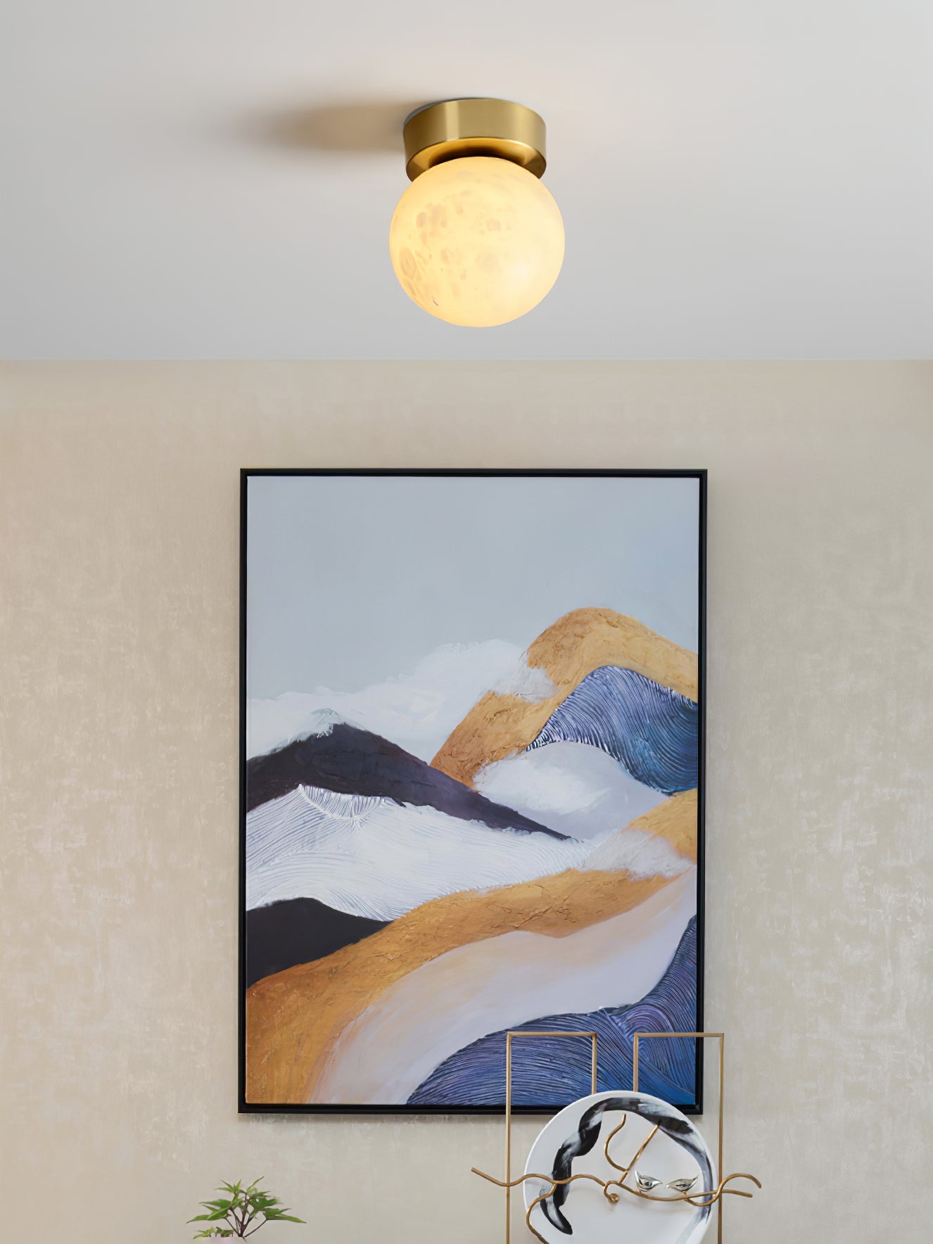 Otheyra Minimalist Alabaster Flush Mount Light - Blowlighting