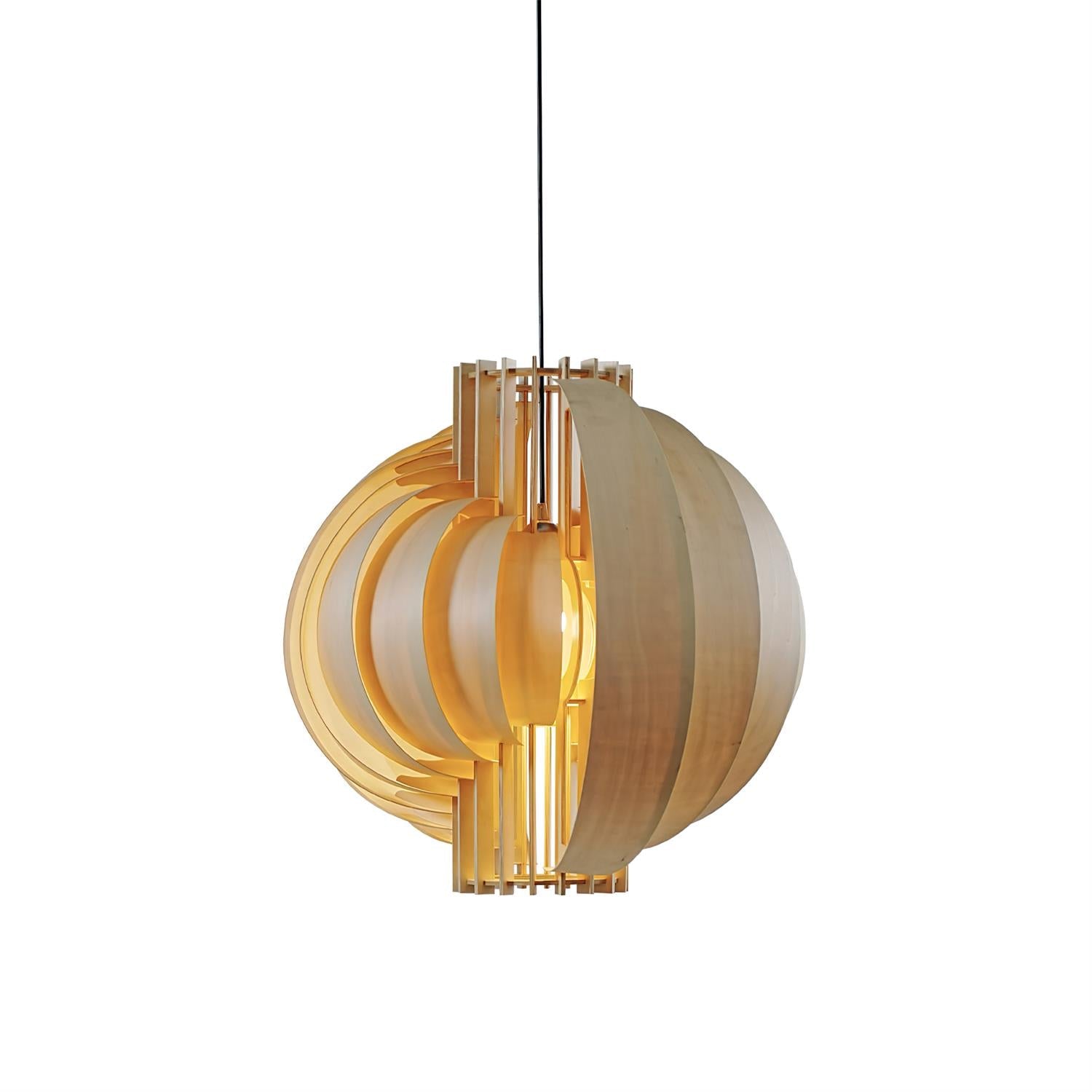Moon Oriental Wood Pendant Light