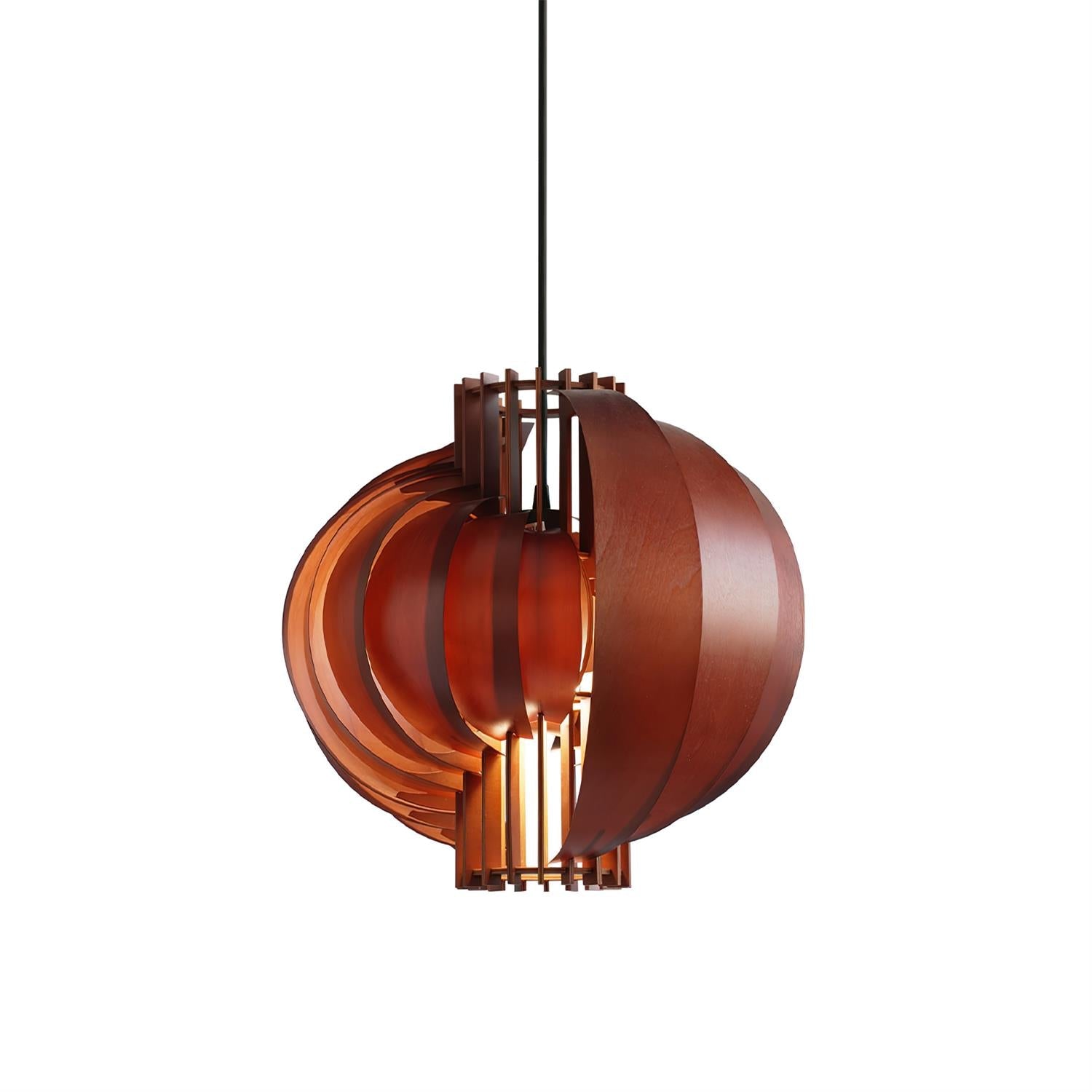 Moon Oriental Wood Pendant Light