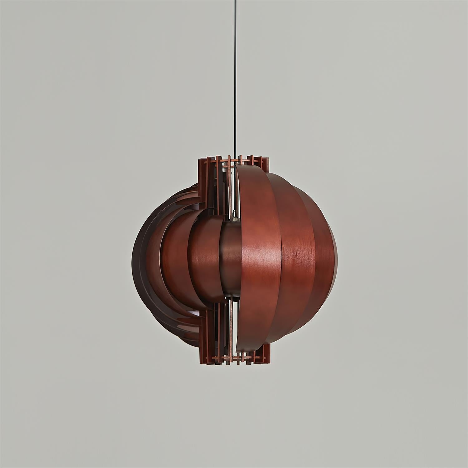 Moon Oriental Wood Pendant Light