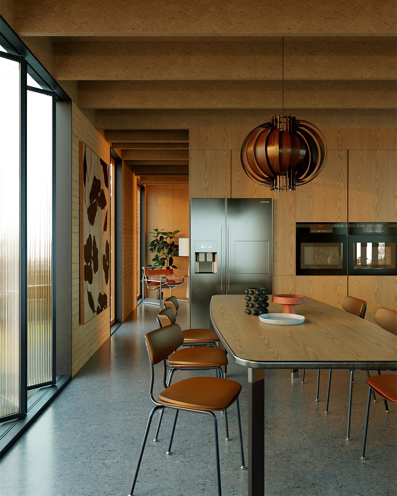 Moon Oriental Wood Pendant Light