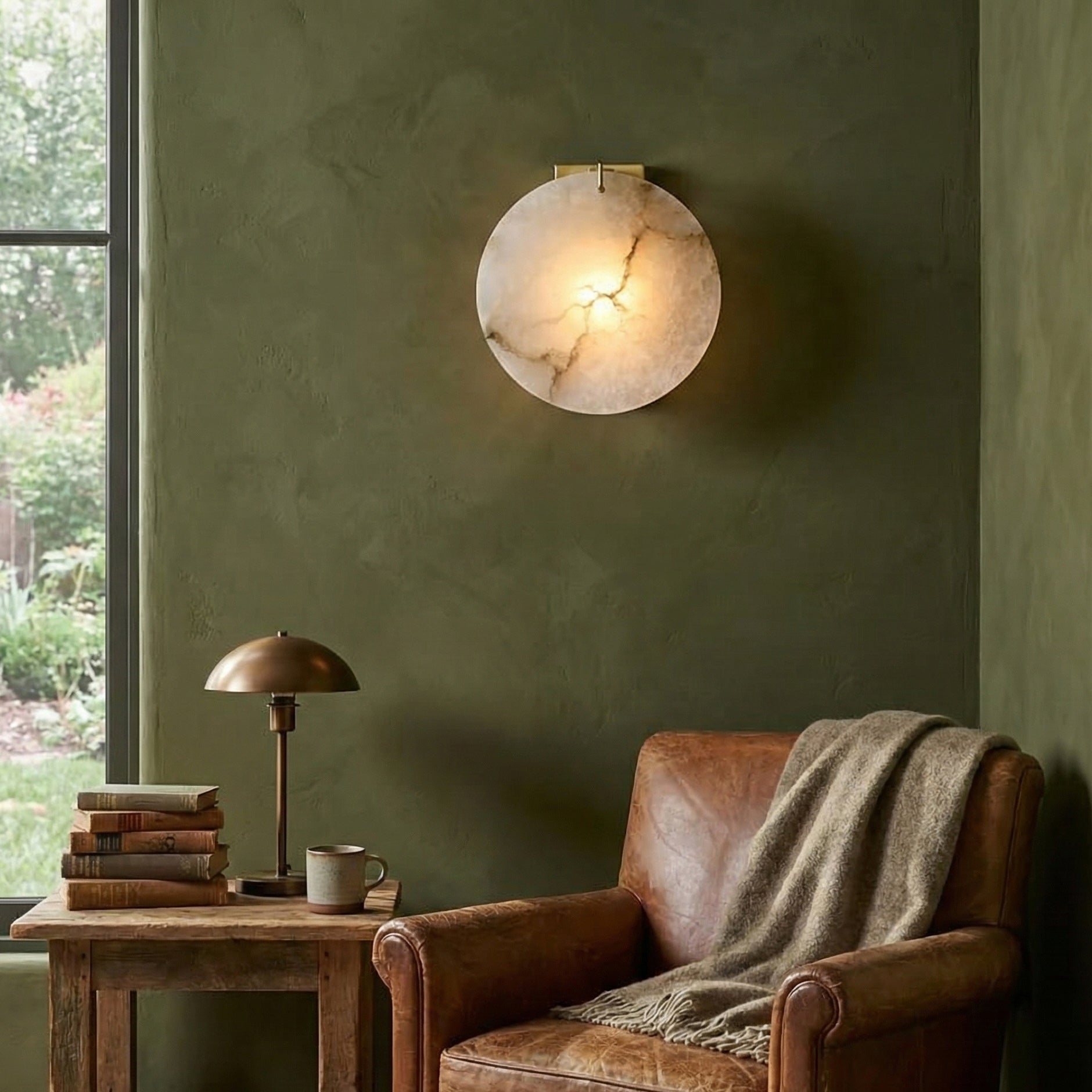Moonshade Contemporary Art Alabaster Wall Sconce