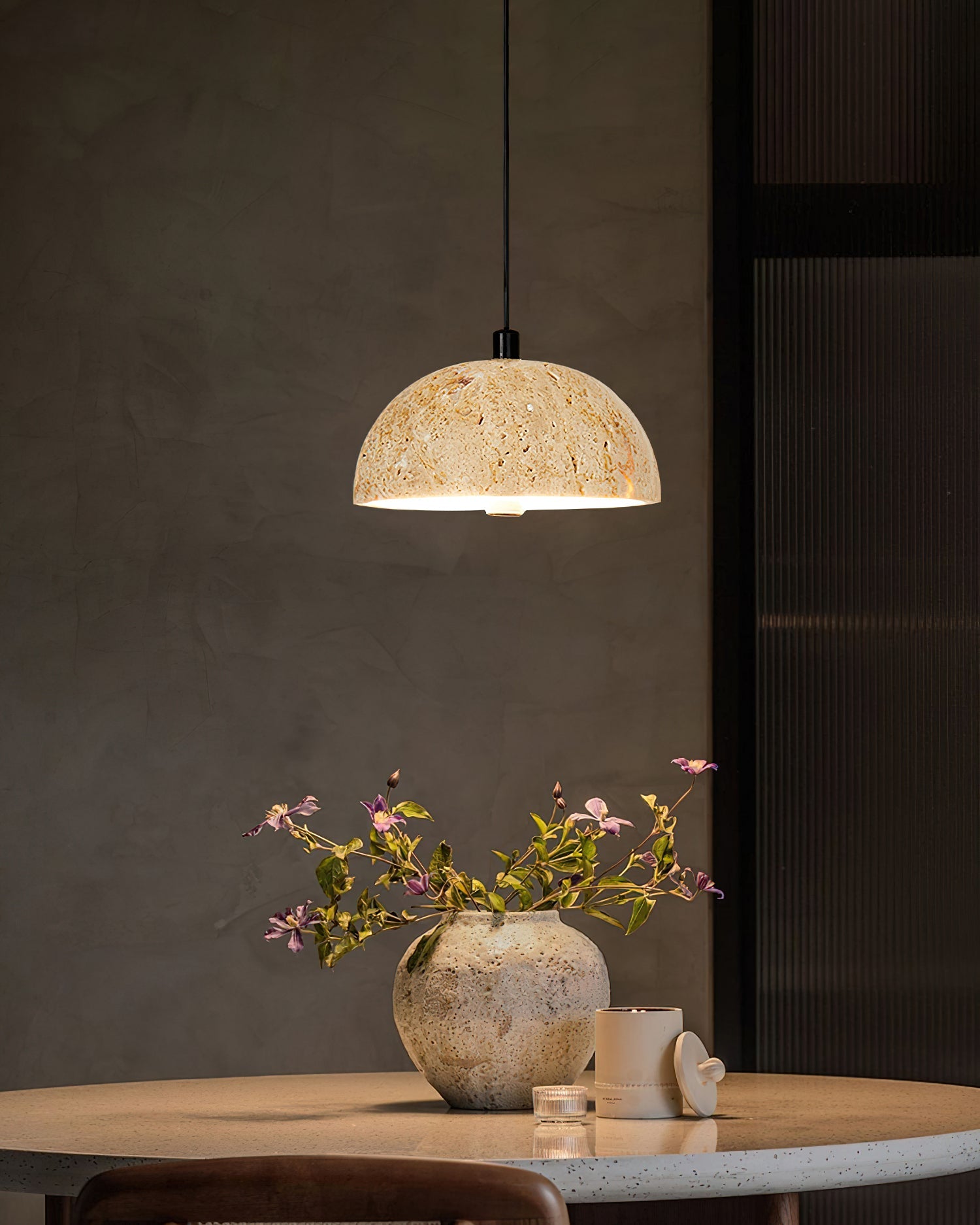 Morphe Wabi-Sabi Yellow travertine Pendant Light