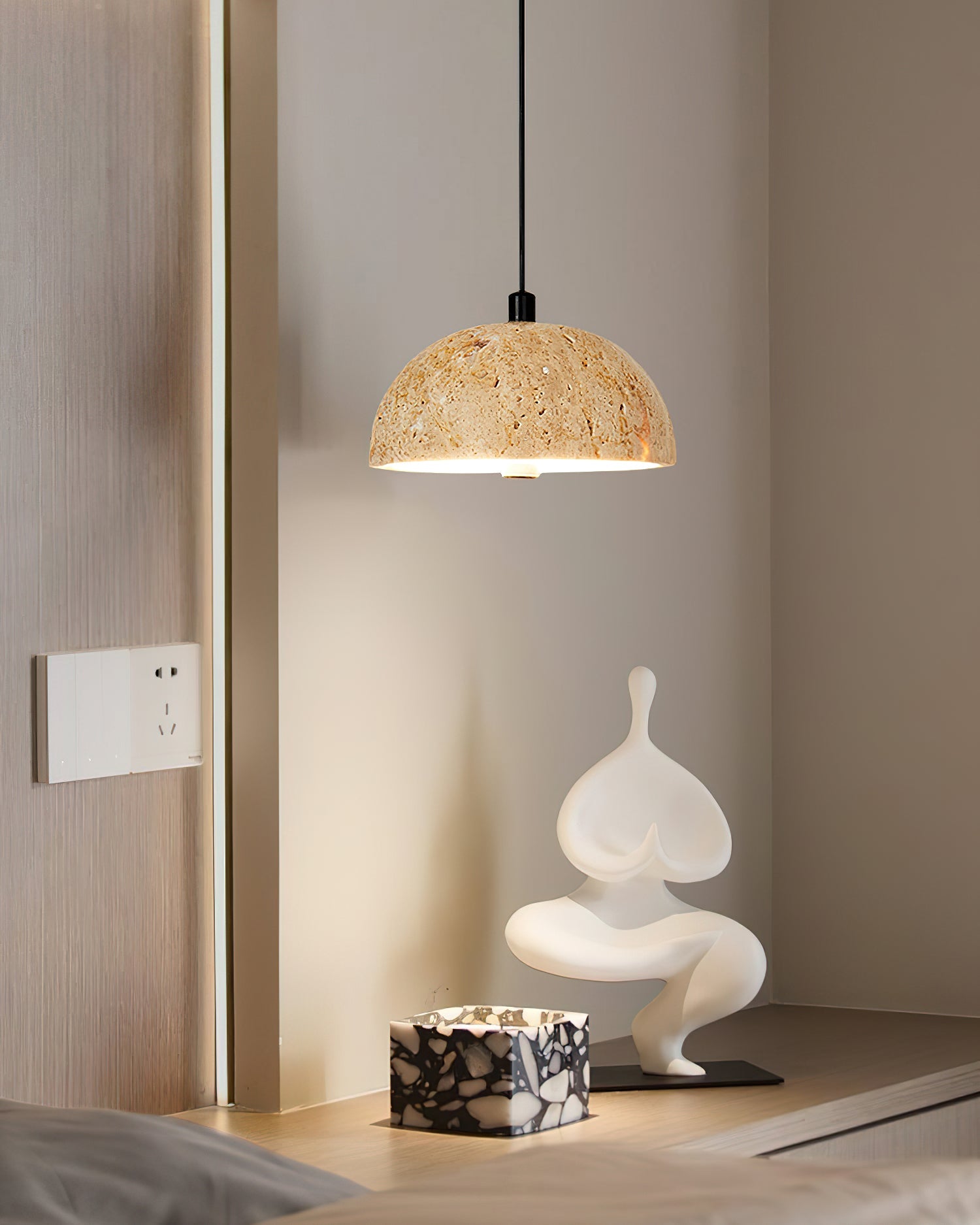 Morphe Wabi-Sabi Yellow travertine Pendant Light