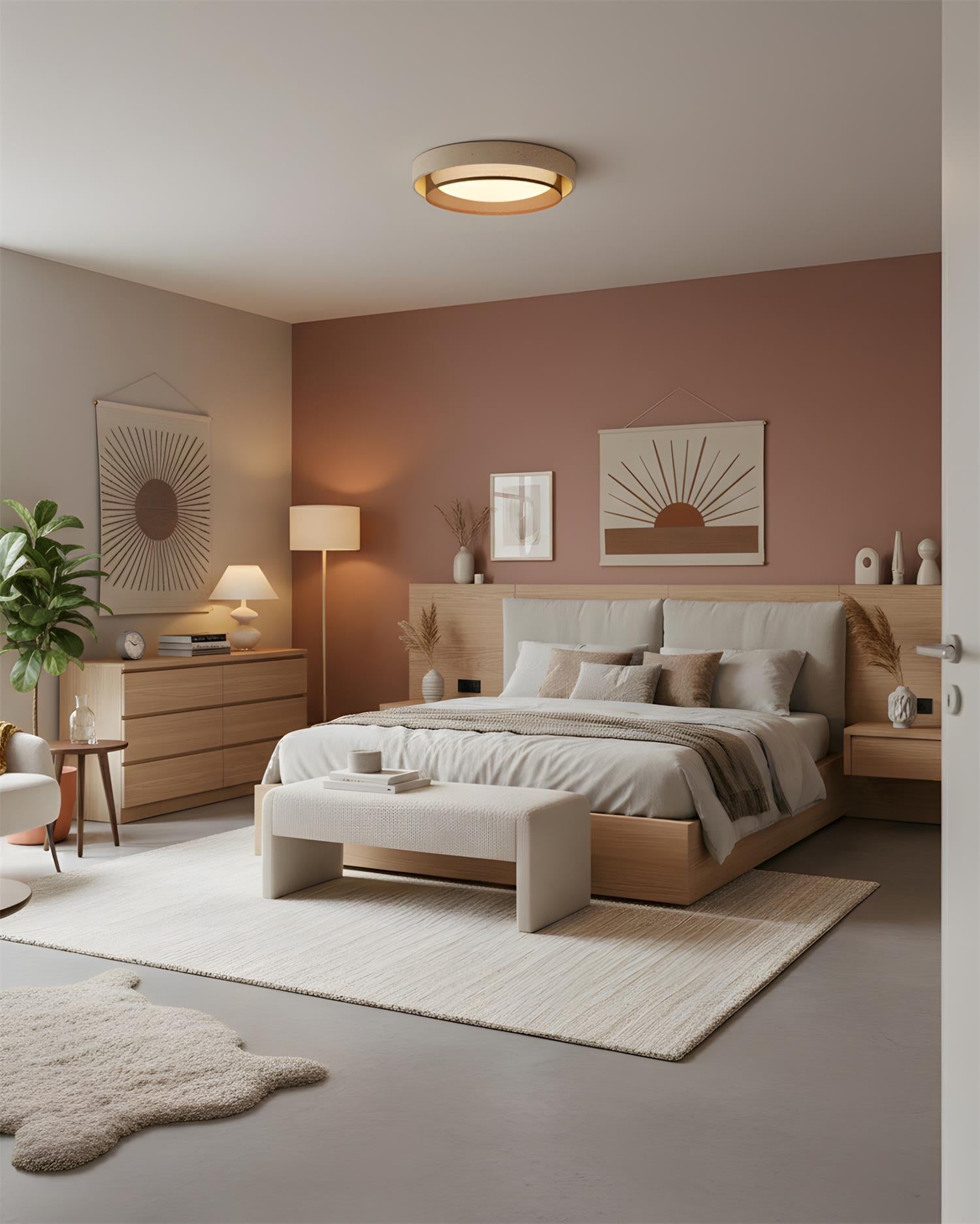 Morsen Minimalist Travertine Ceiling Light