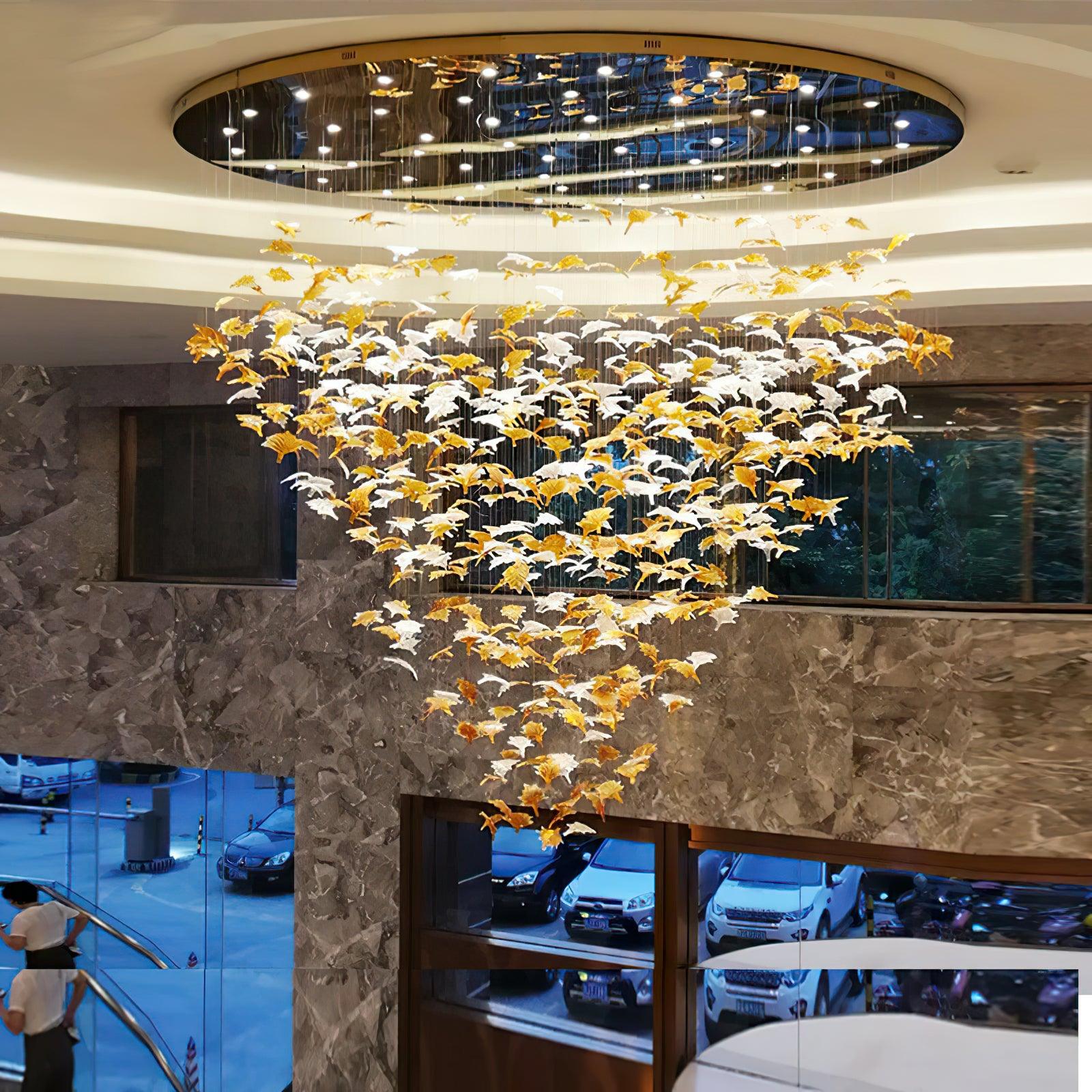 Syraean Multicolor Maple Leaf Metal Crystal Chandelier - Blowlighting