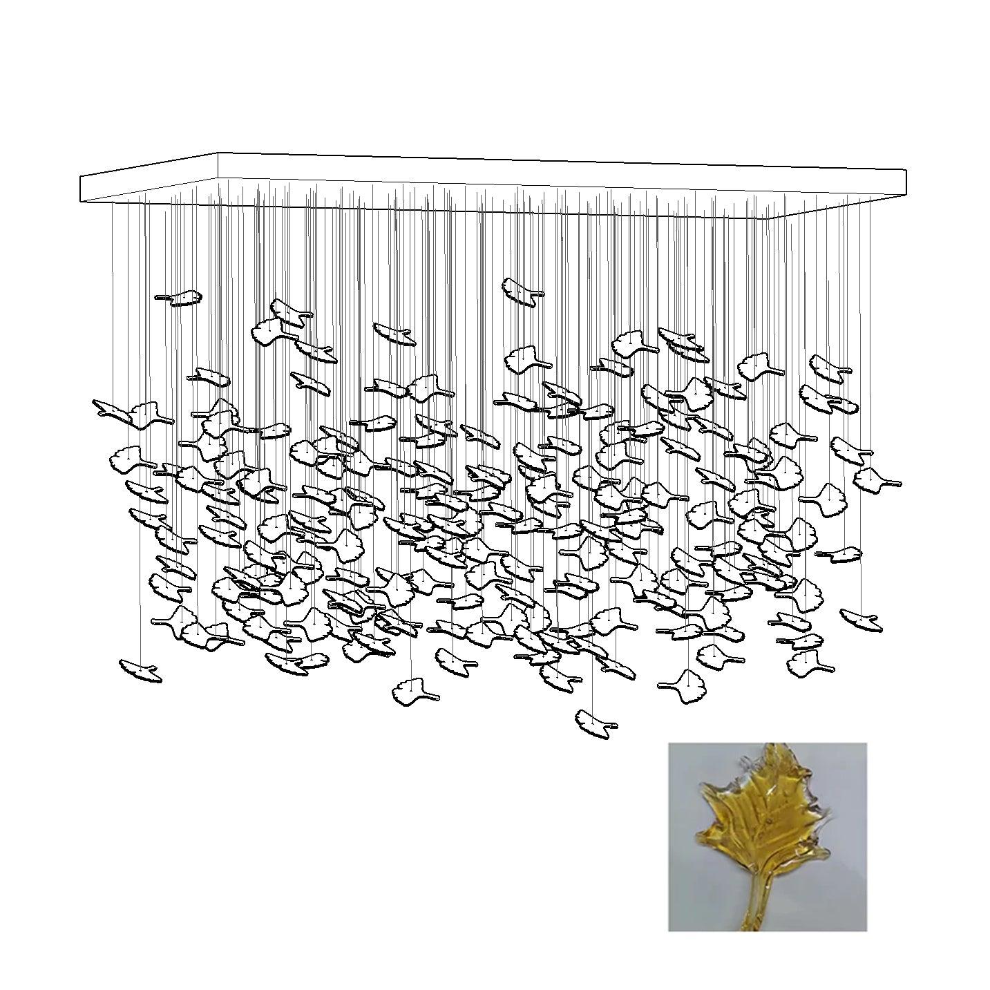Syraean Multicolor Maple Leaf Metal Crystal Chandelier - Blowlighting
