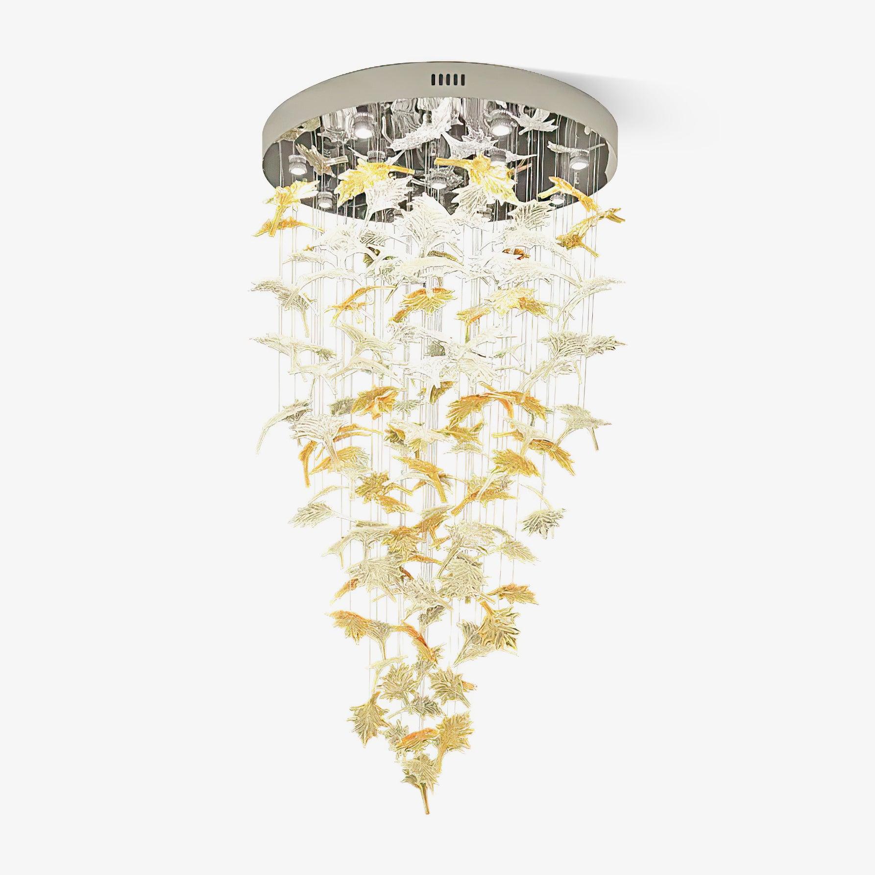 Syraean Multicolor Maple Leaf Metal Crystal Chandelier - Blowlighting