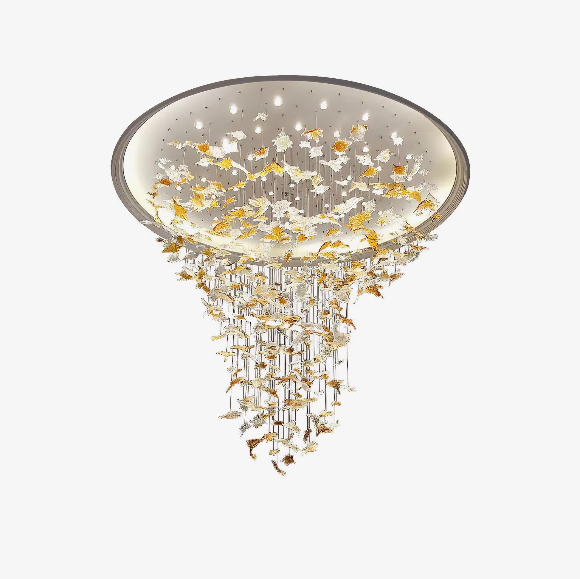 Syraean Multicolor Maple Leaf Metal Crystal Chandelier - Blowlighting