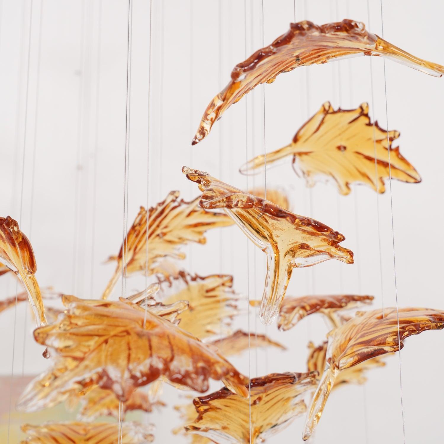 Syraean Multicolor Maple Leaf Metal Crystal Chandelier - Blowlighting