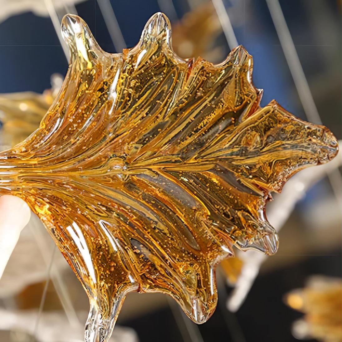 Syraean Multicolor Maple Leaf Metal Crystal Chandelier - Blowlighting