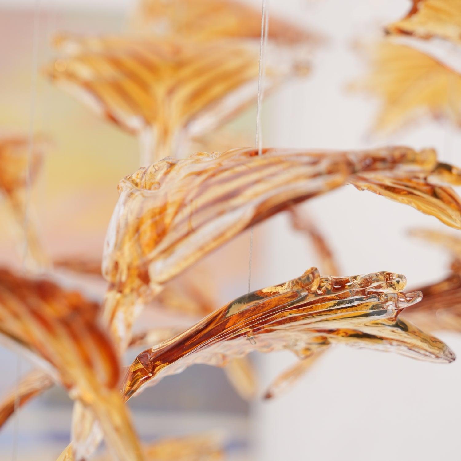 Syraean Multicolor Maple Leaf Metal Crystal Chandelier - Blowlighting