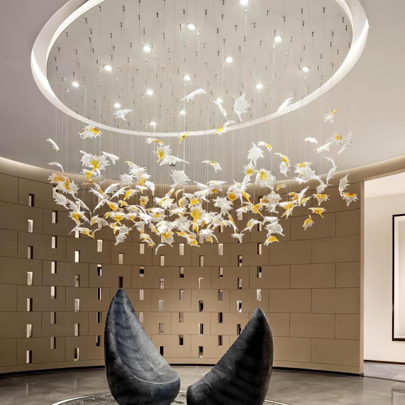 Syraean Multicolor Maple Leaf Metal Crystal Chandelier - Blowlighting