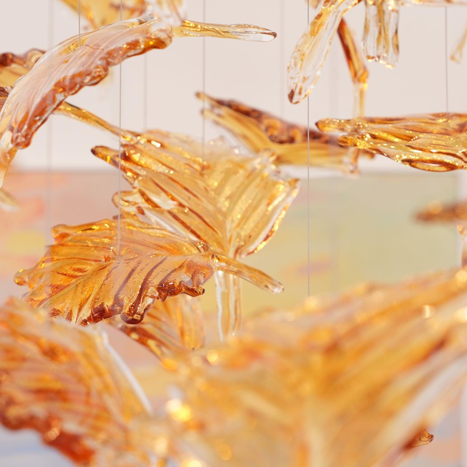 Syraean Multicolor Maple Leaf Metal Crystal Chandelier - Blowlighting