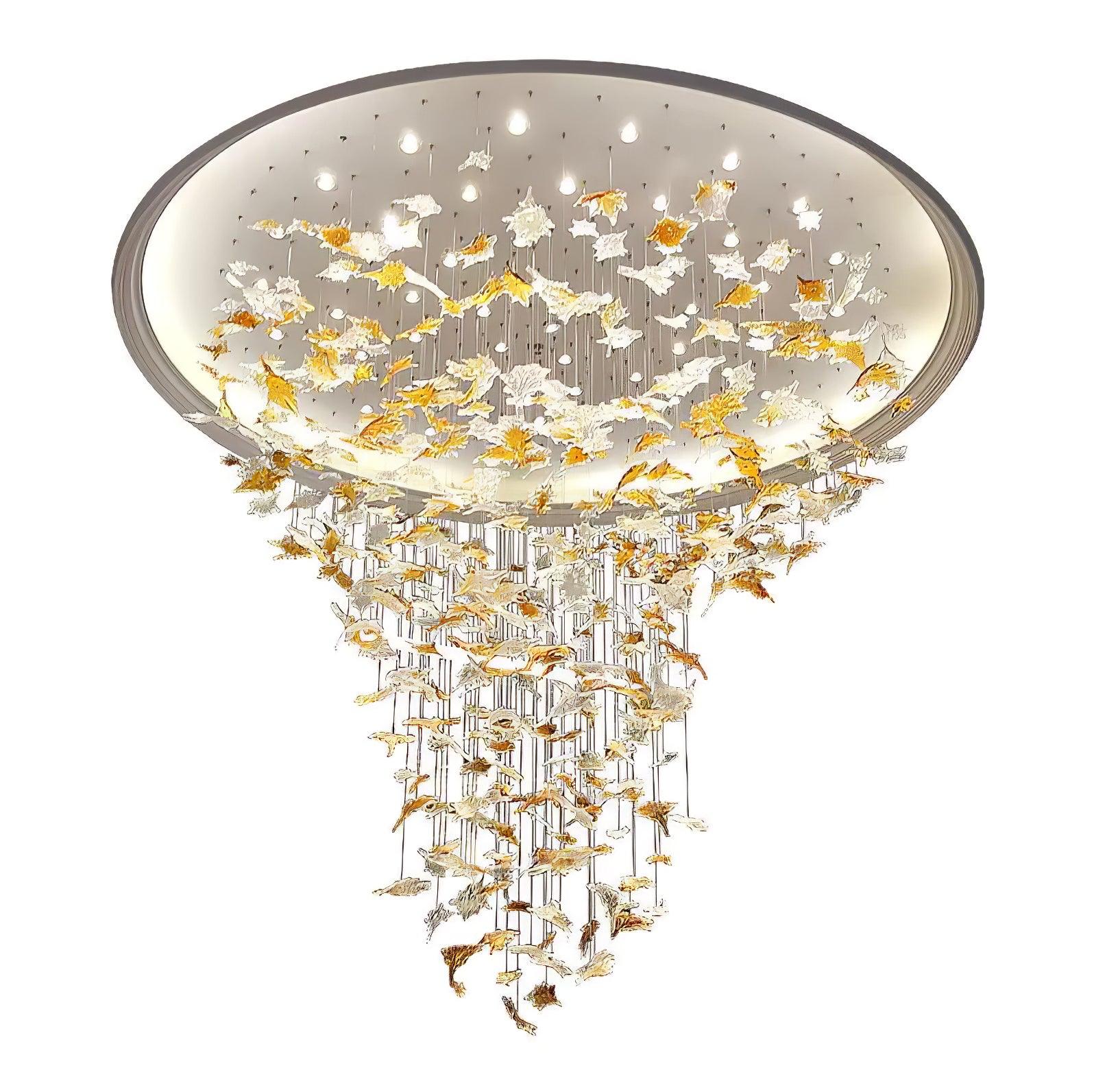 Syraean Multicolor Maple Leaf Metal Crystal Chandelier - Blowlighting