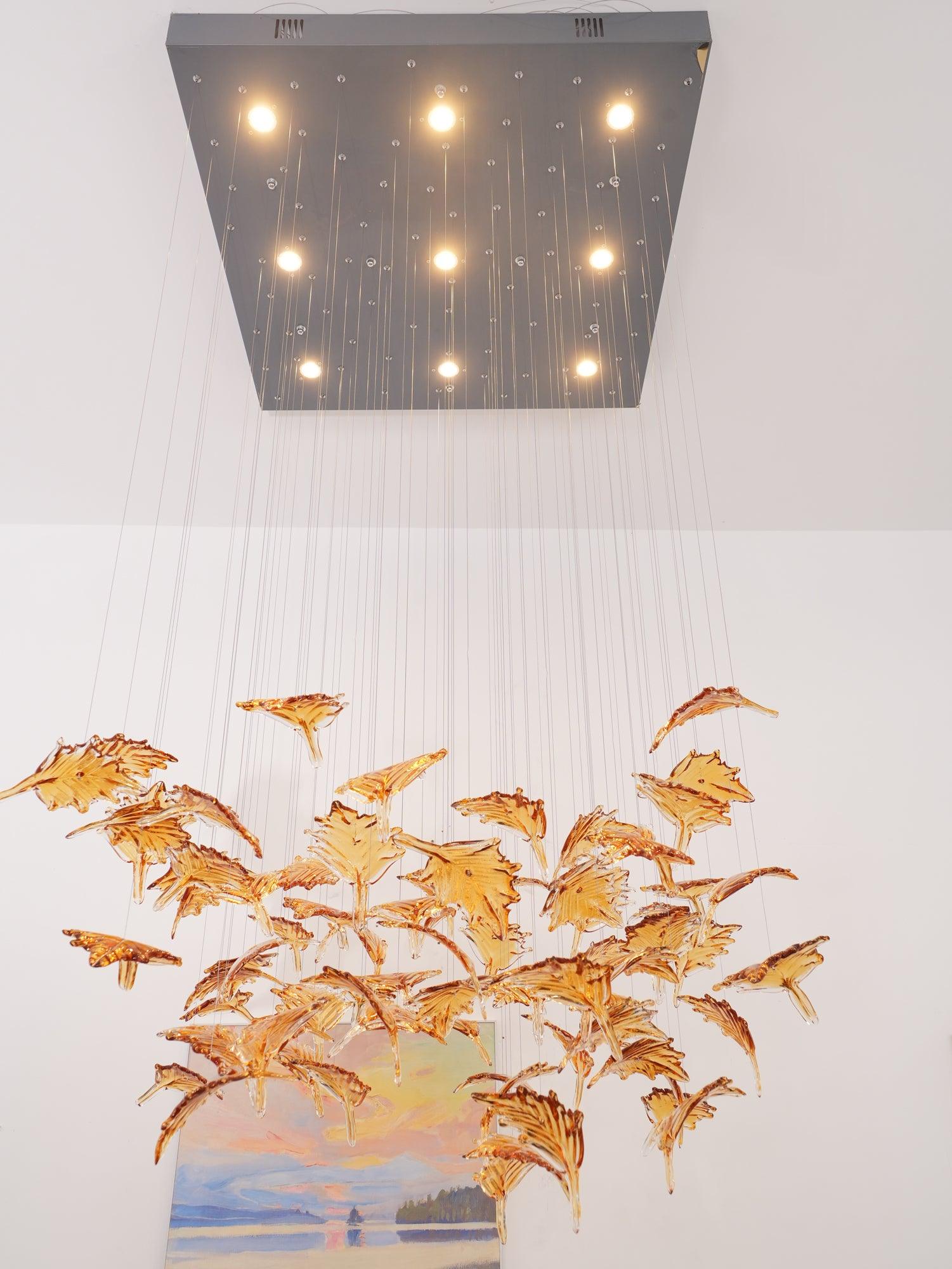Syraean Multicolor Maple Leaf Metal Crystal Chandelier - Blowlighting