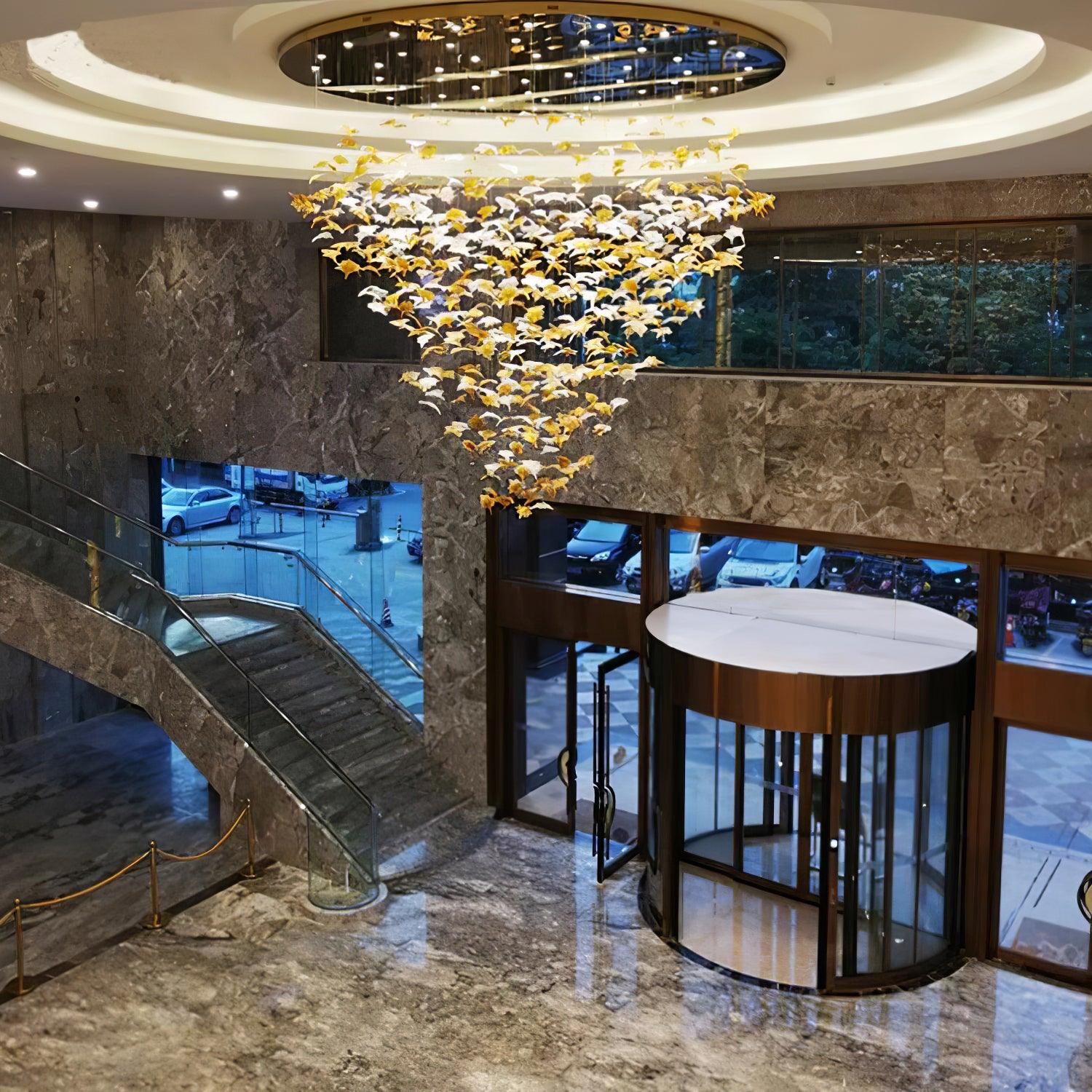 Syraean Multicolor Maple Leaf Metal Crystal Chandelier - Blowlighting