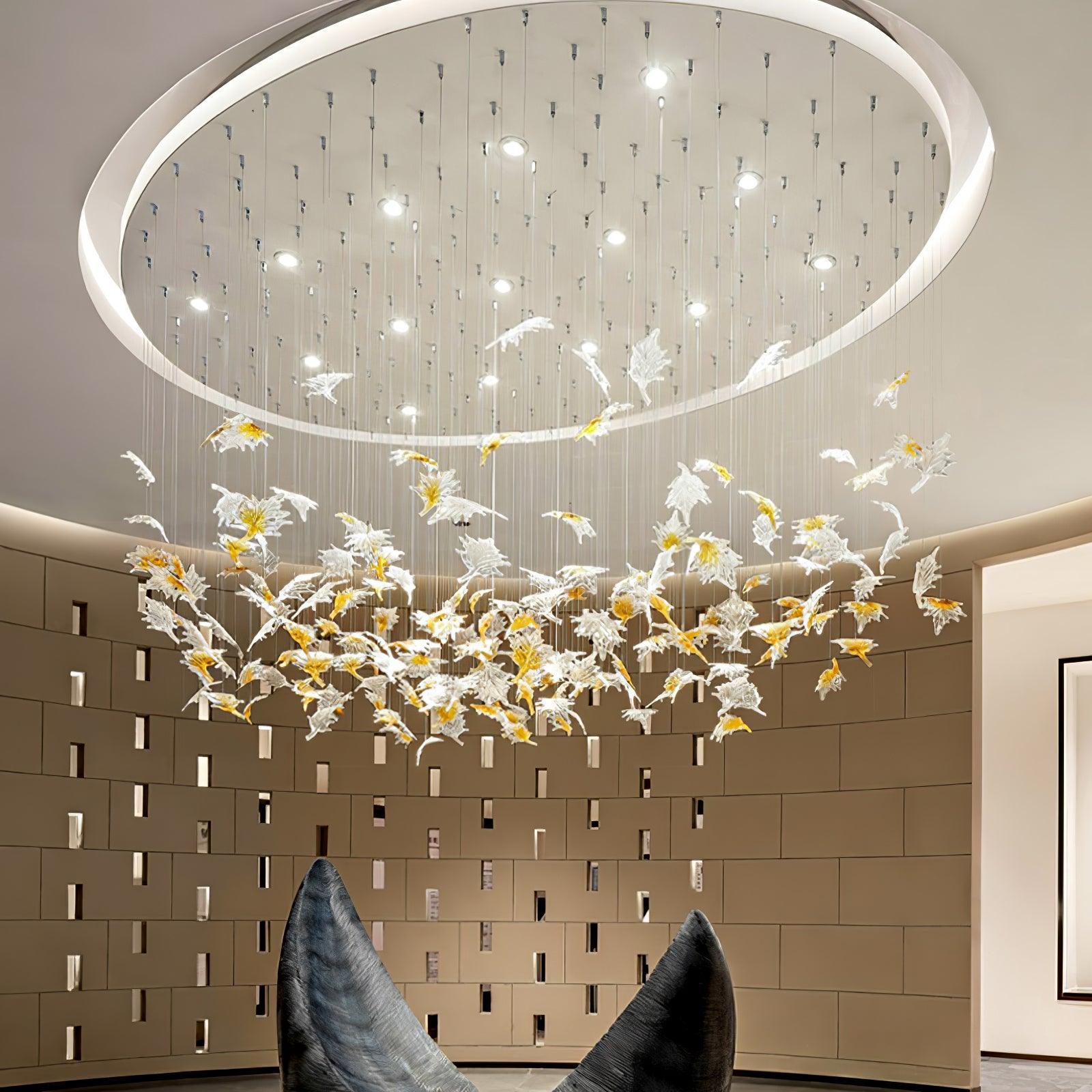 Syraean Multicolor Maple Leaf Metal Crystal Chandelier - Blowlighting