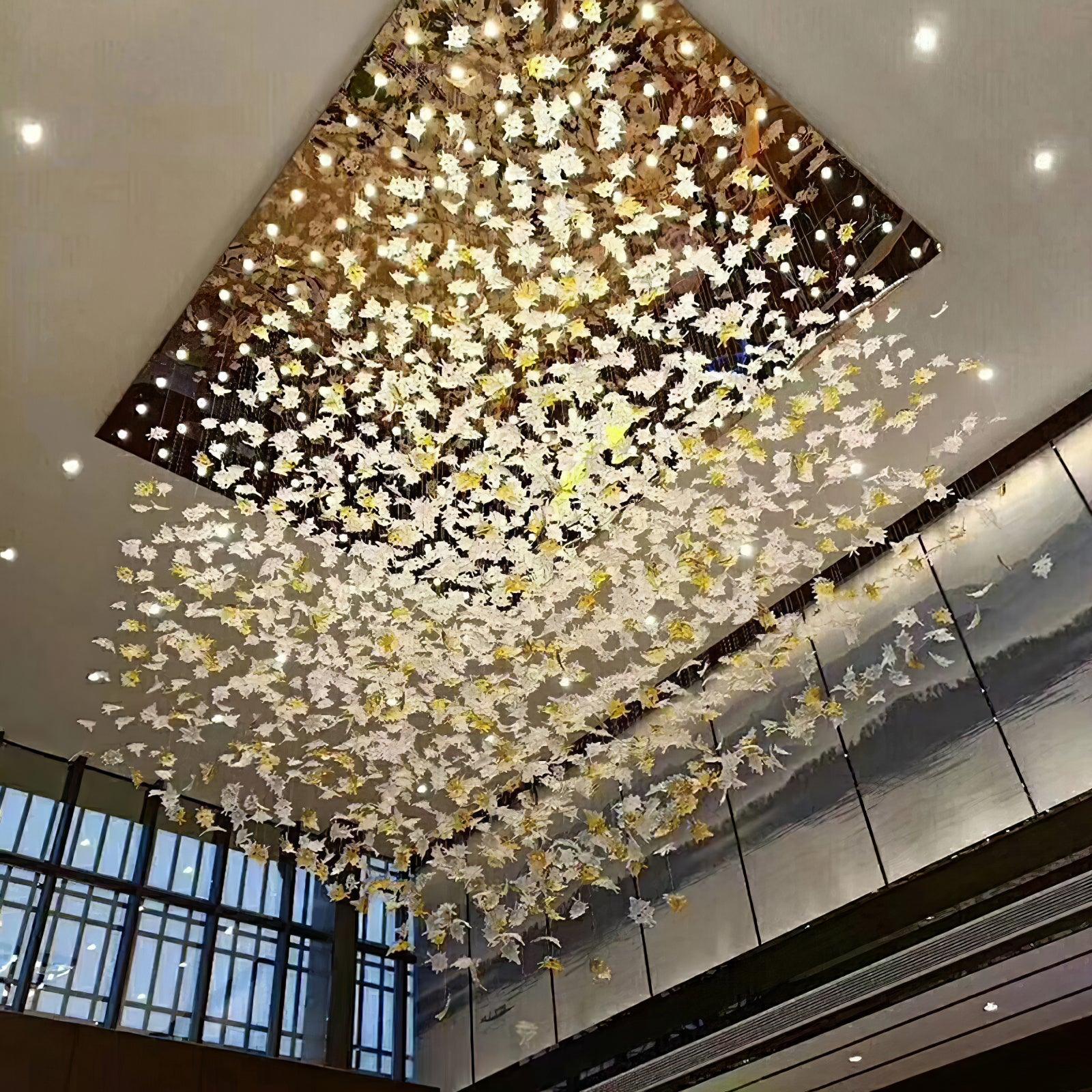 Syraean Multicolor Maple Leaf Metal Crystal Chandelier - Blowlighting