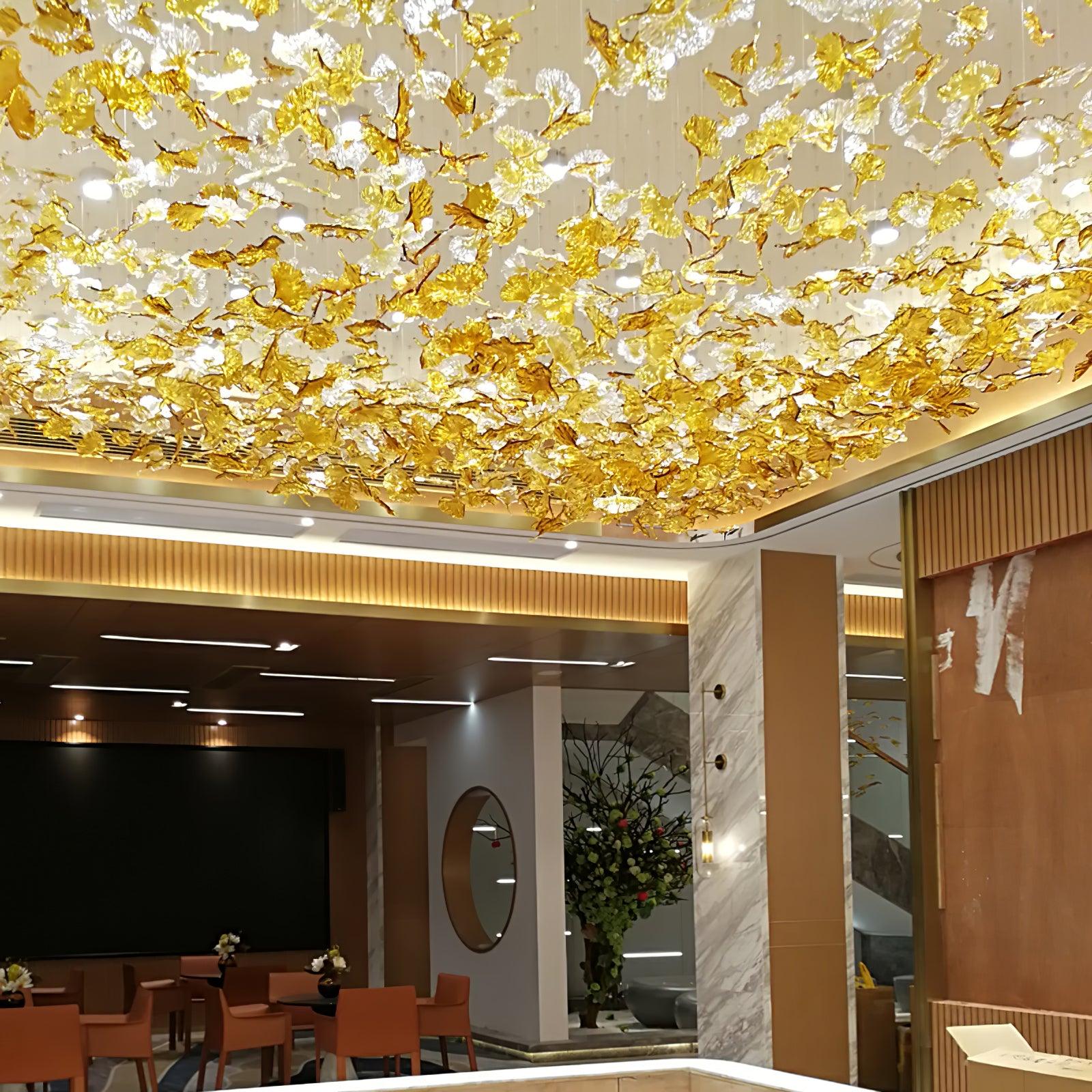 Syraean Multicolor Maple Leaf Metal Crystal Chandelier - Blowlighting