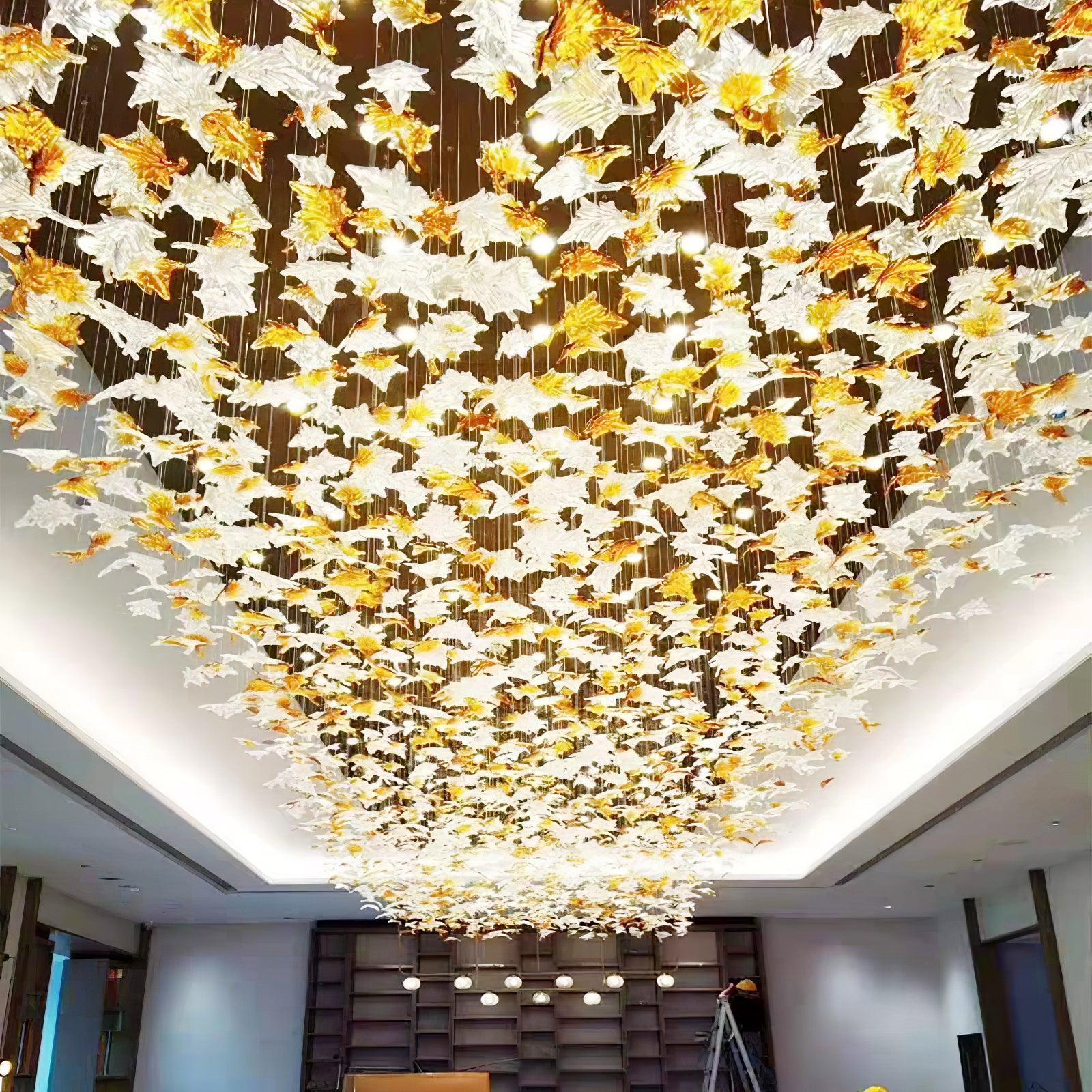 Syraean Multicolor Maple Leaf Metal Crystal Chandelier - Blowlighting