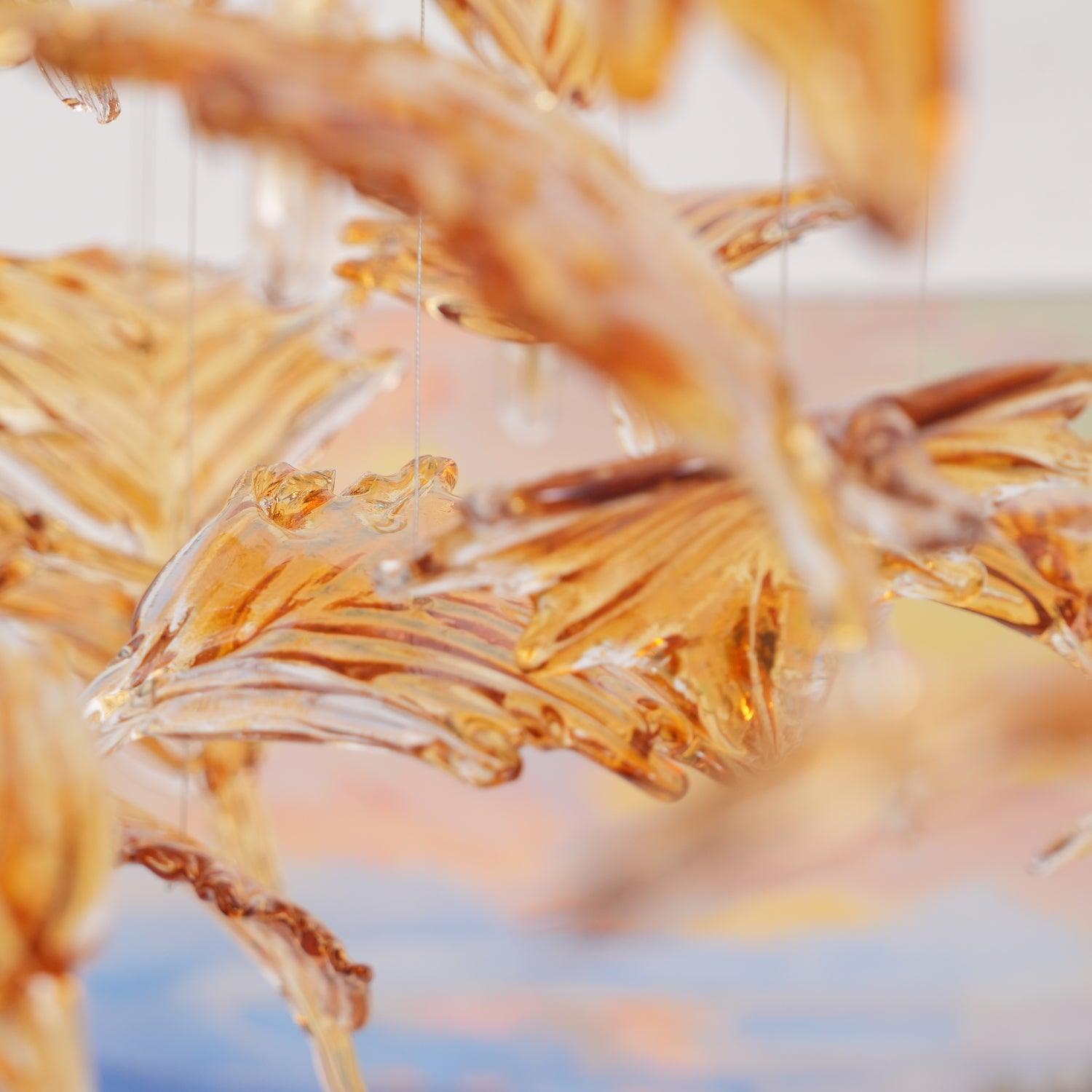 Syraean Multicolor Maple Leaf Metal Crystal Chandelier - Blowlighting