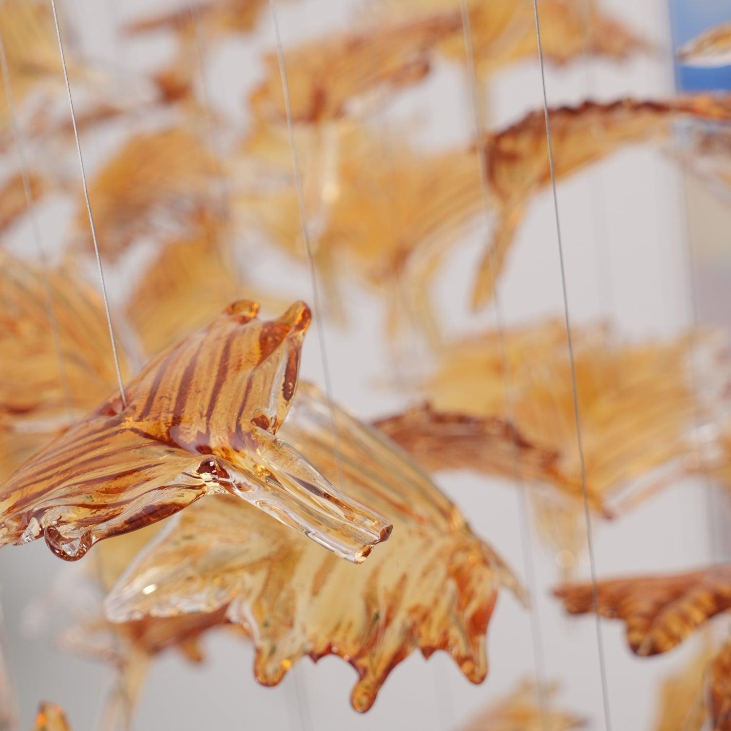 Syraean Multicolor Maple Leaf Metal Crystal Chandelier - Blowlighting