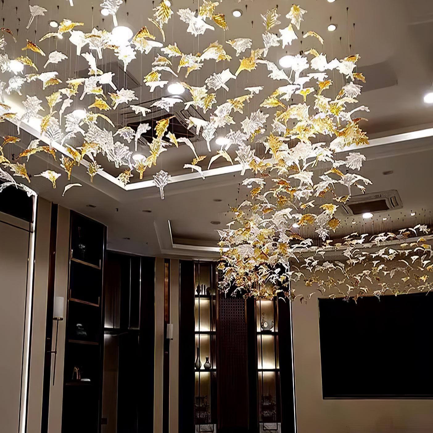 Syraean Multicolor Maple Leaf Metal Crystal Chandelier - Blowlighting