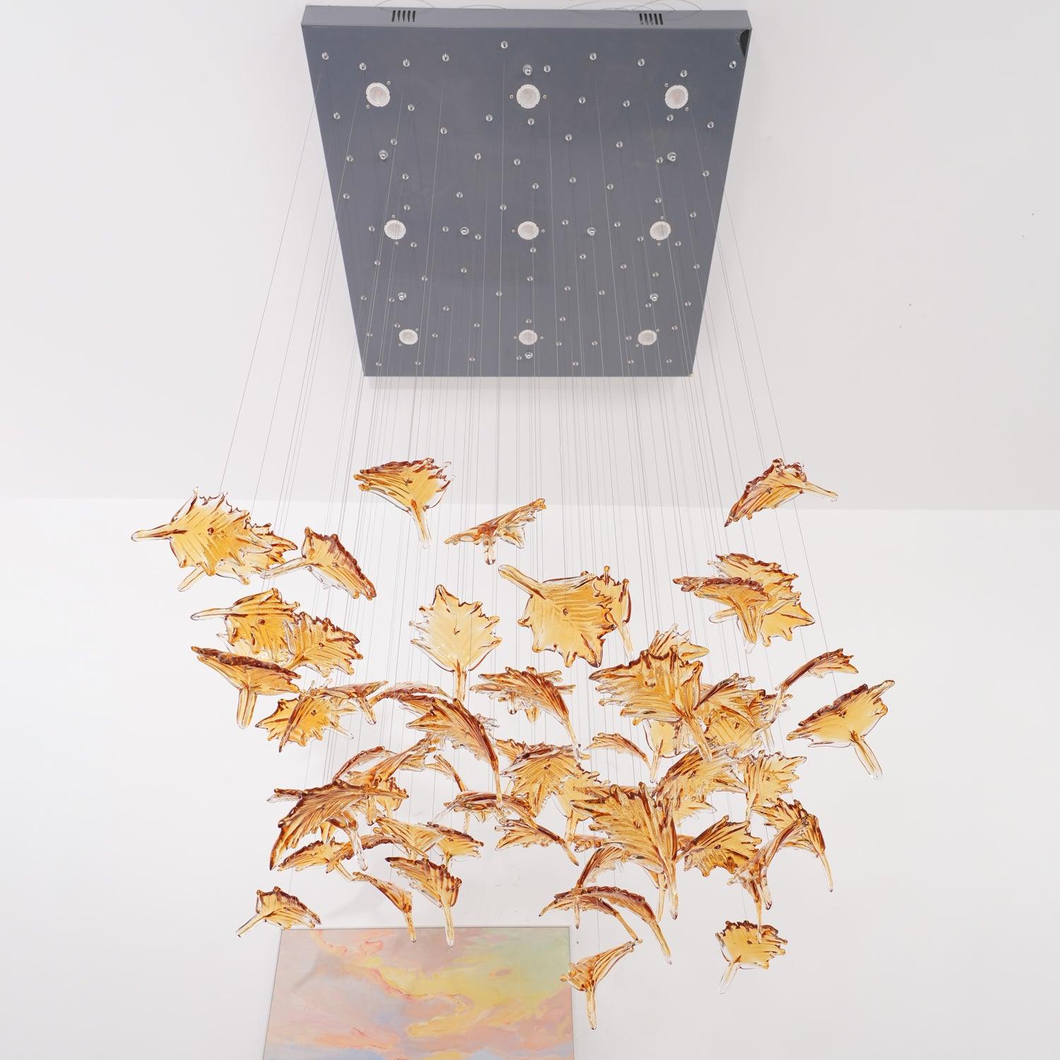 Syraean Multicolor Maple Leaf Metal Crystal Chandelier - Blowlighting