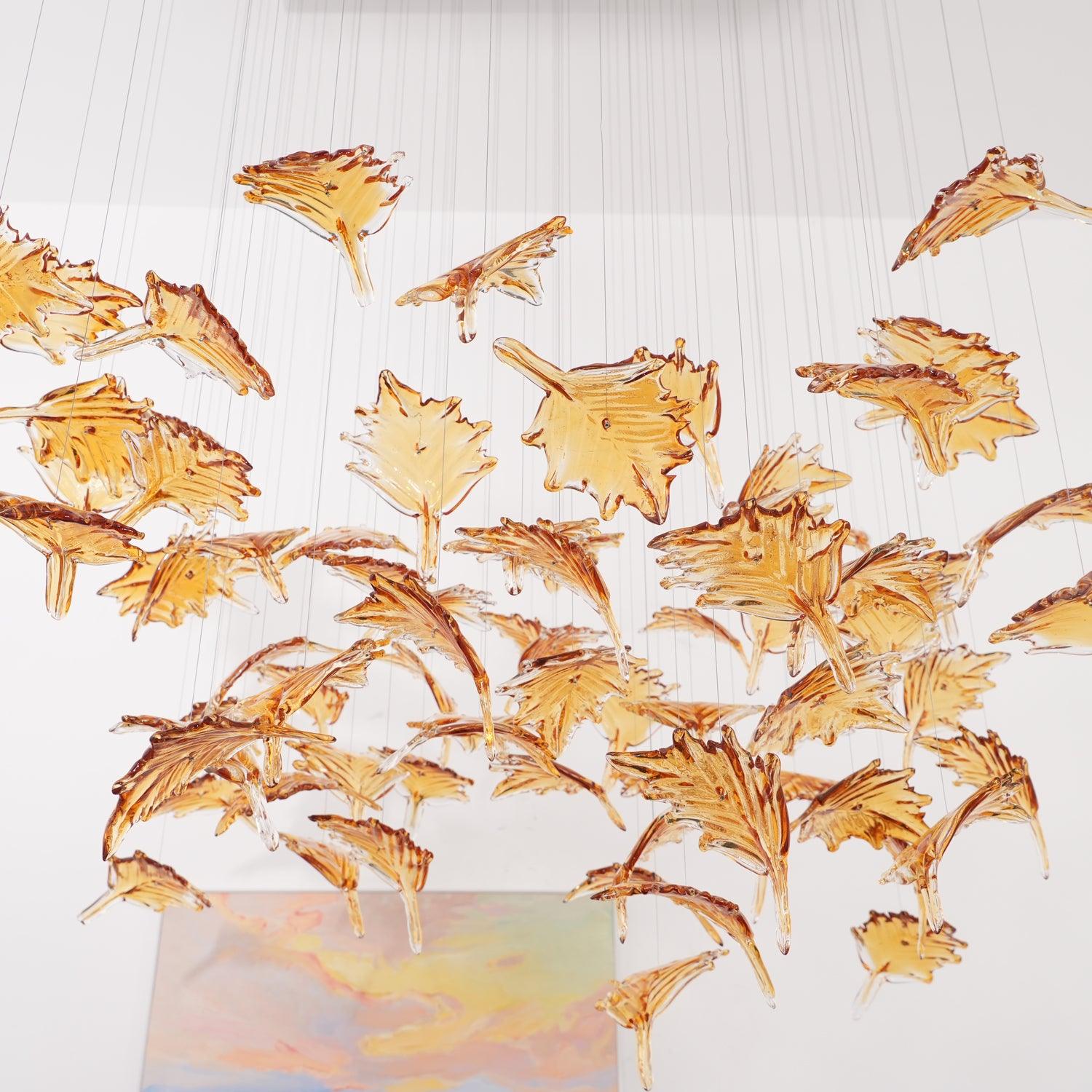 Syraean Multicolor Maple Leaf Metal Crystal Chandelier - Blowlighting