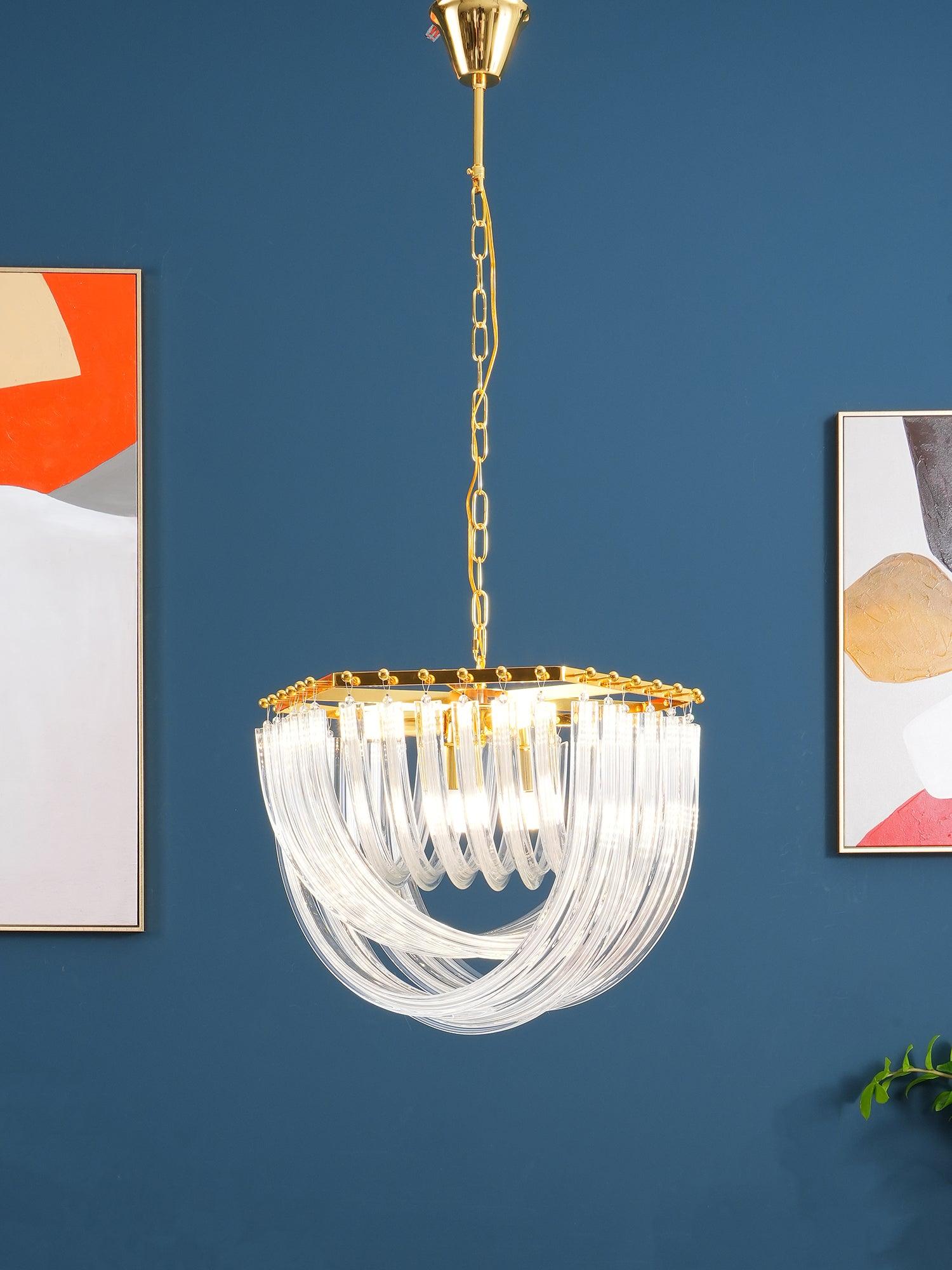 Aurora Chandelier Clear Curved Tiered - Blowlighting