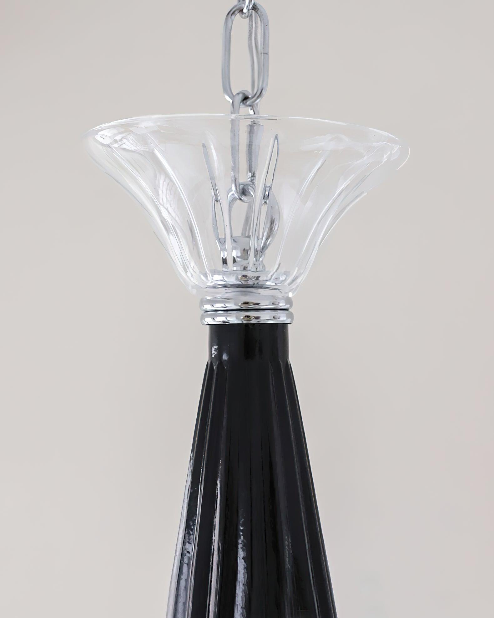 Aurora Chandelier Black Murano Candle Arm Glass Classic - Blowlighting