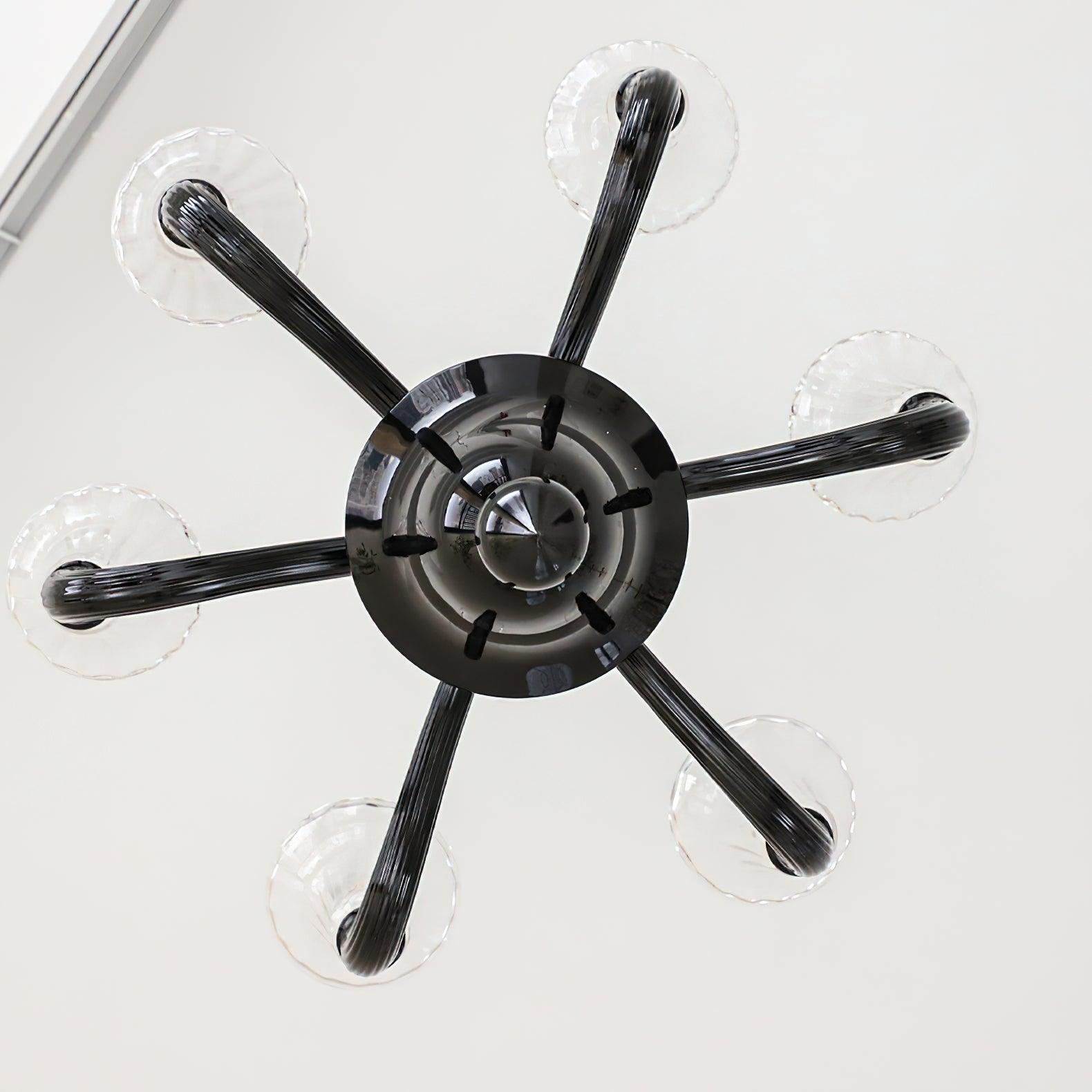 Aurora Chandelier Black Murano Candle Arm Glass Classic - Blowlighting