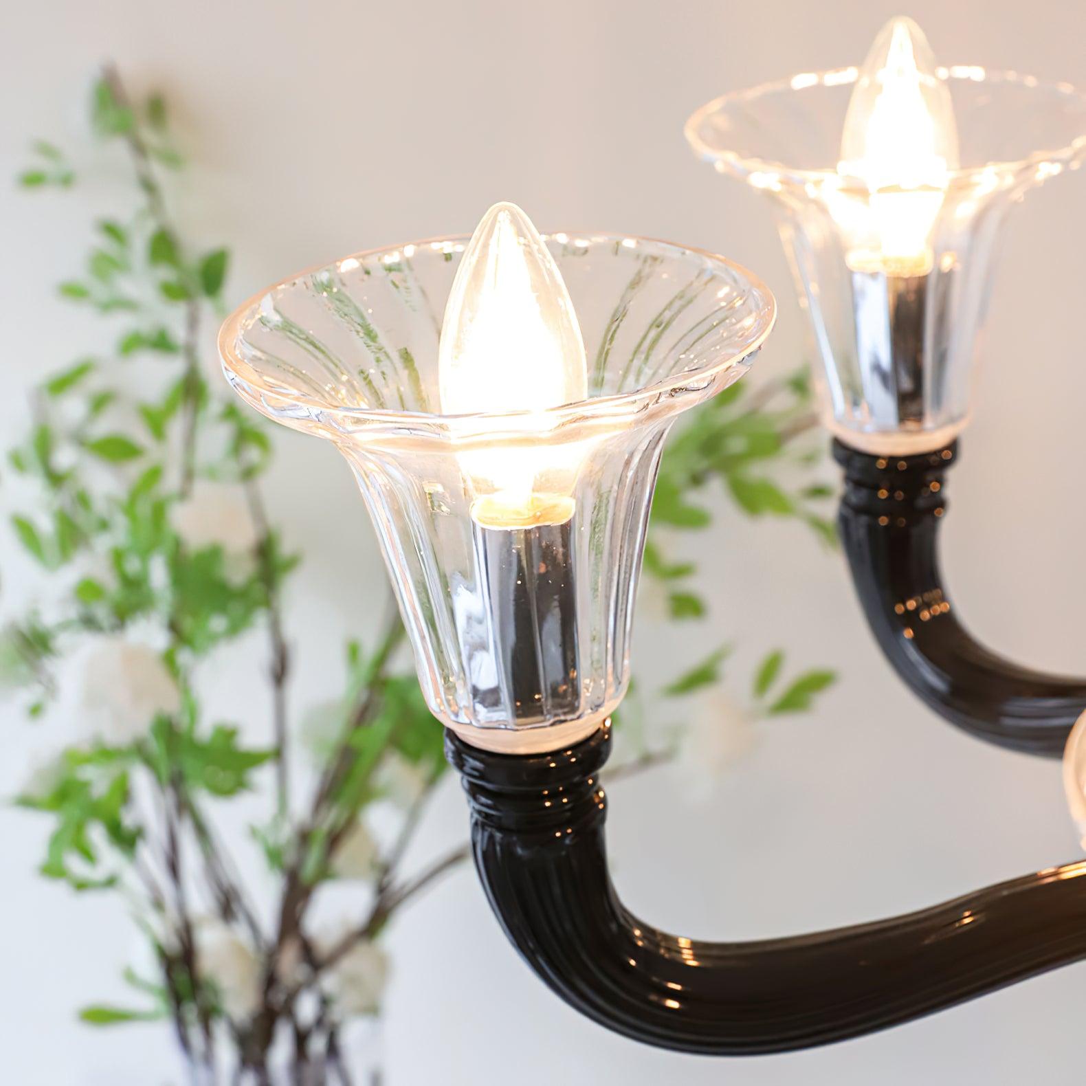 Aurora Chandelier Black Murano Candle Arm Glass Classic - Blowlighting