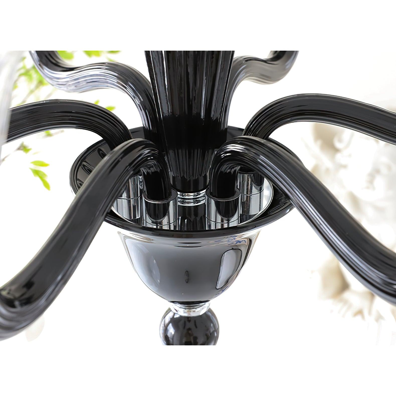 Aurora Chandelier Black Murano Candle Arm Glass Classic - Blowlighting