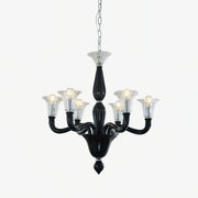 Aurora Chandelier Black Murano Candle Arm Glass Classic - Blowlighting